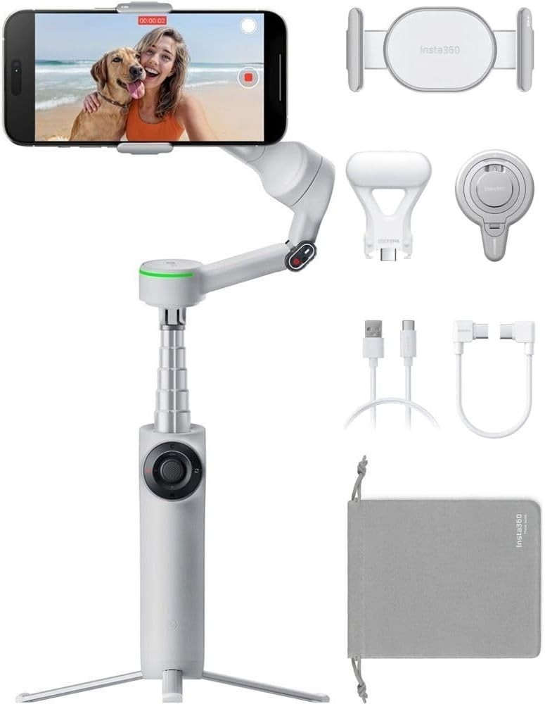 Insta360 Flow 2 Pro 3-Axis AI-Powered Smartphone Creator Bundle - Stone Gray