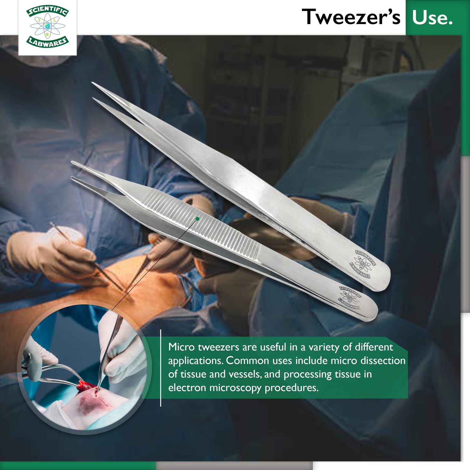 Scientific Labwares Stainless Steel Adson Dissecting Forceps Boley Style Lab
