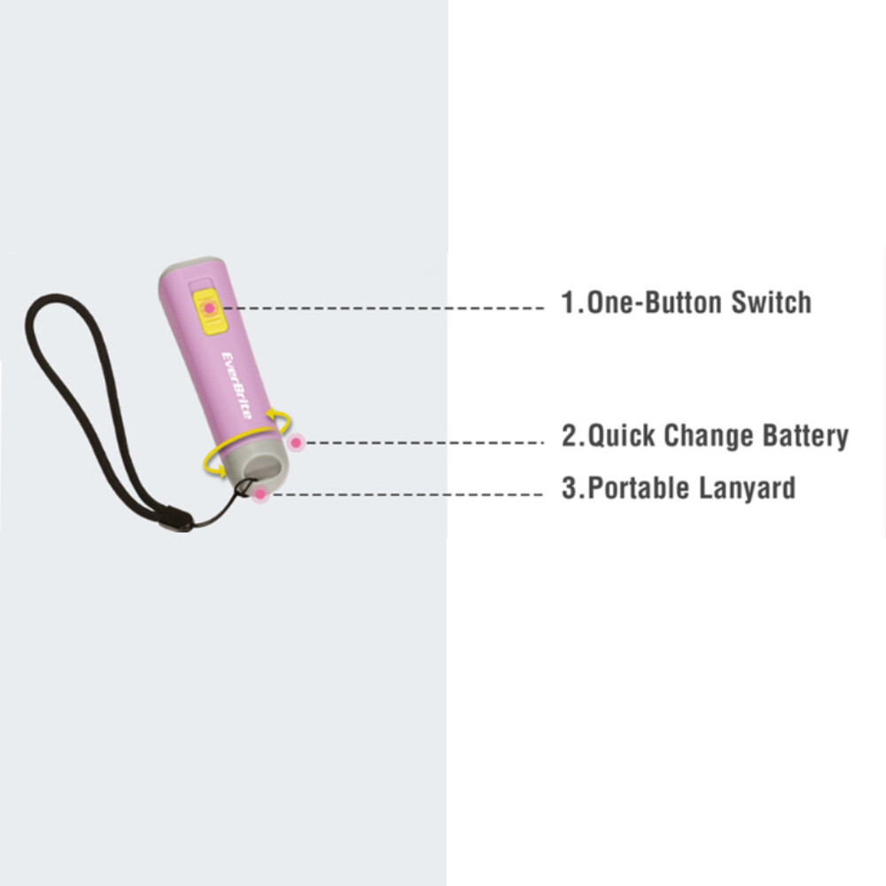 EverBrite Mini LED Flashlight Kid Flashlight Torch Lamp w/Lanyard 3AAA Batteries