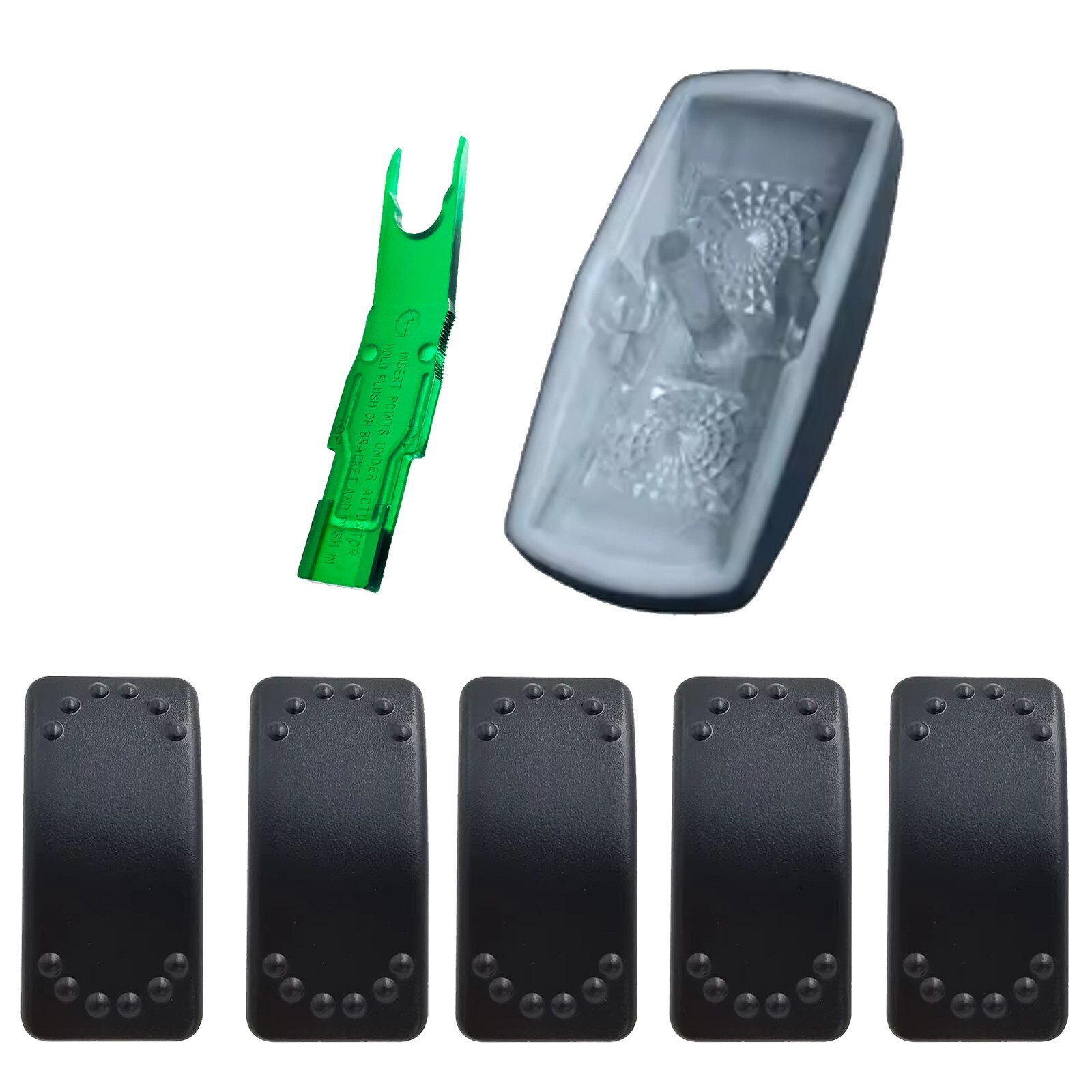 6Pcs Lens Laser Etched Rocker Switch Cover Caps Blank Caps for Jeep JK JL RZR RV