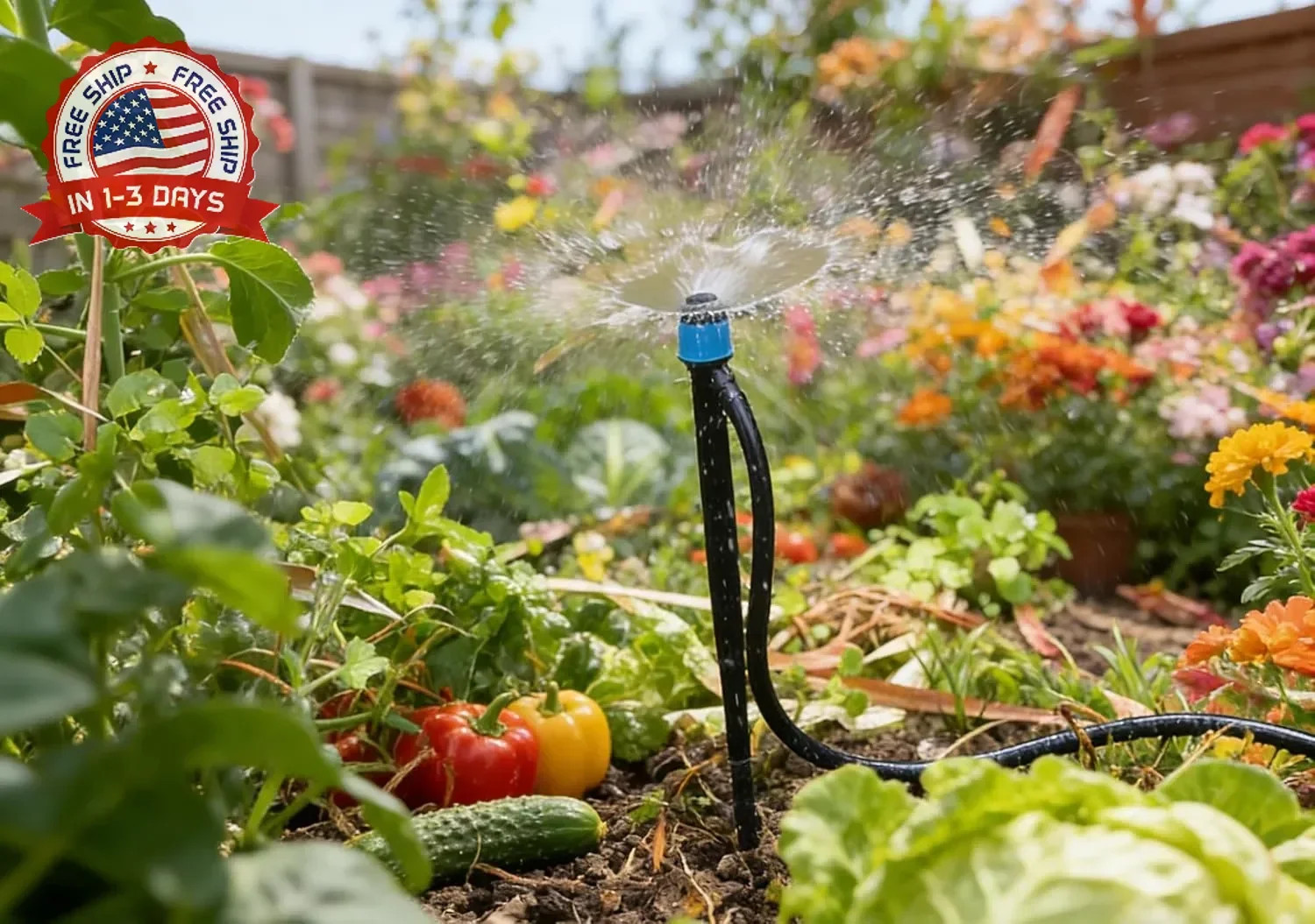 50 Pack Drip Irrigation Emitters Adjustable Irrigation Dripper 360 Degree Full C