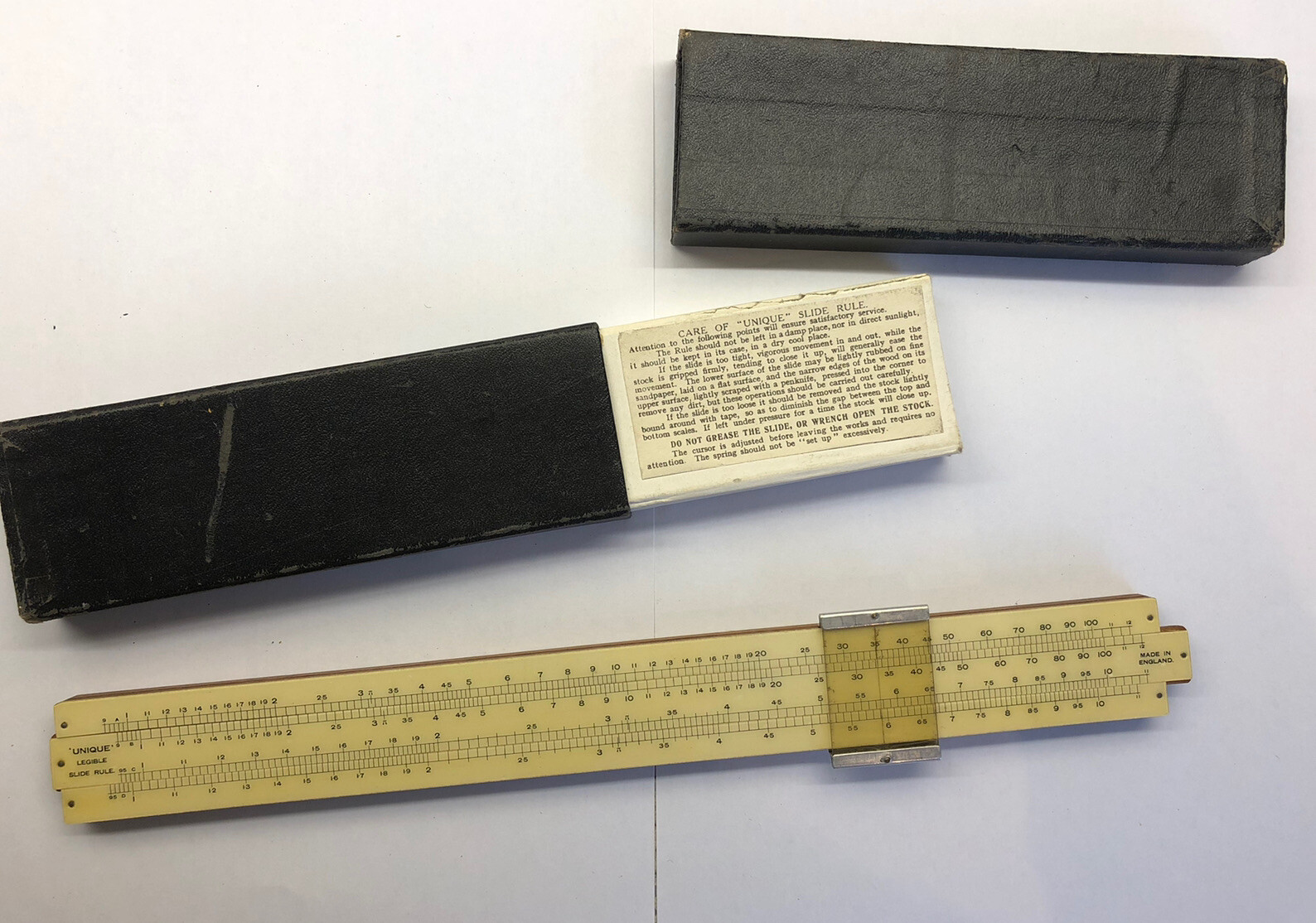Vintage Unique Universal Legible Slide Rule with Box