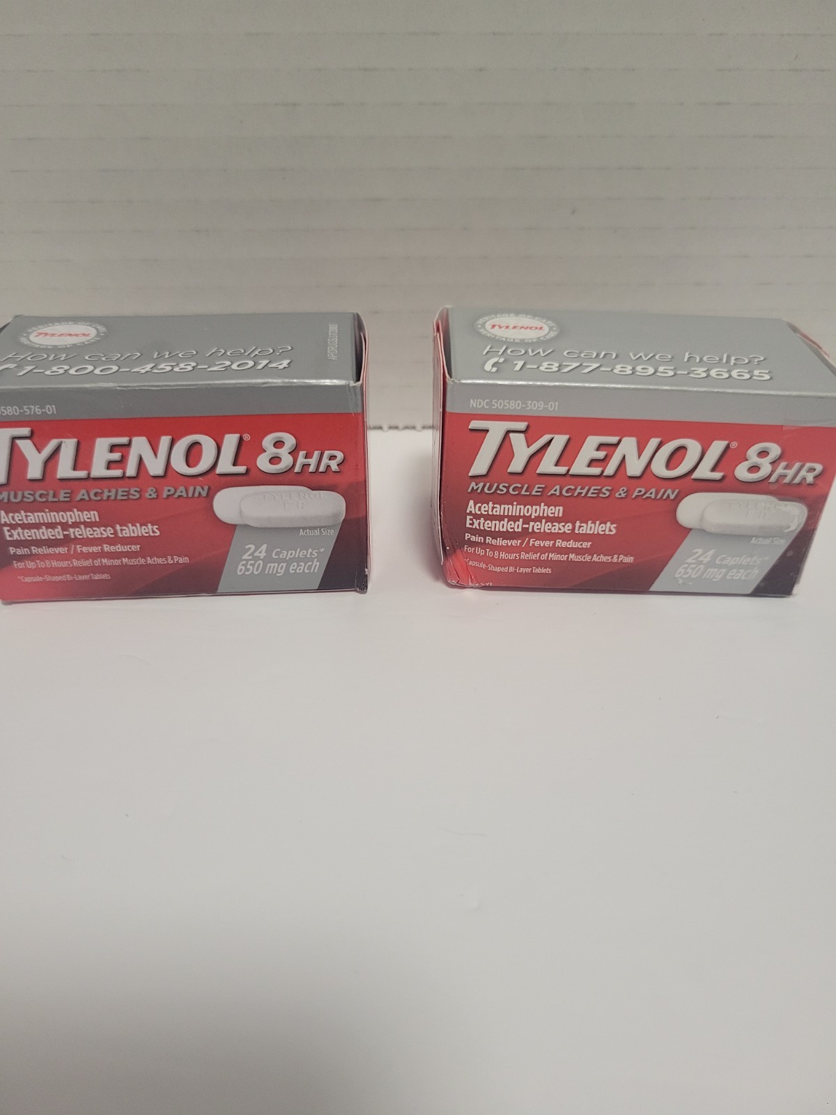 2 Pack Tylenol 8 HR Caplets Arthritis Pain Acetaminophen Caplets, 650 mg, 24 Ct