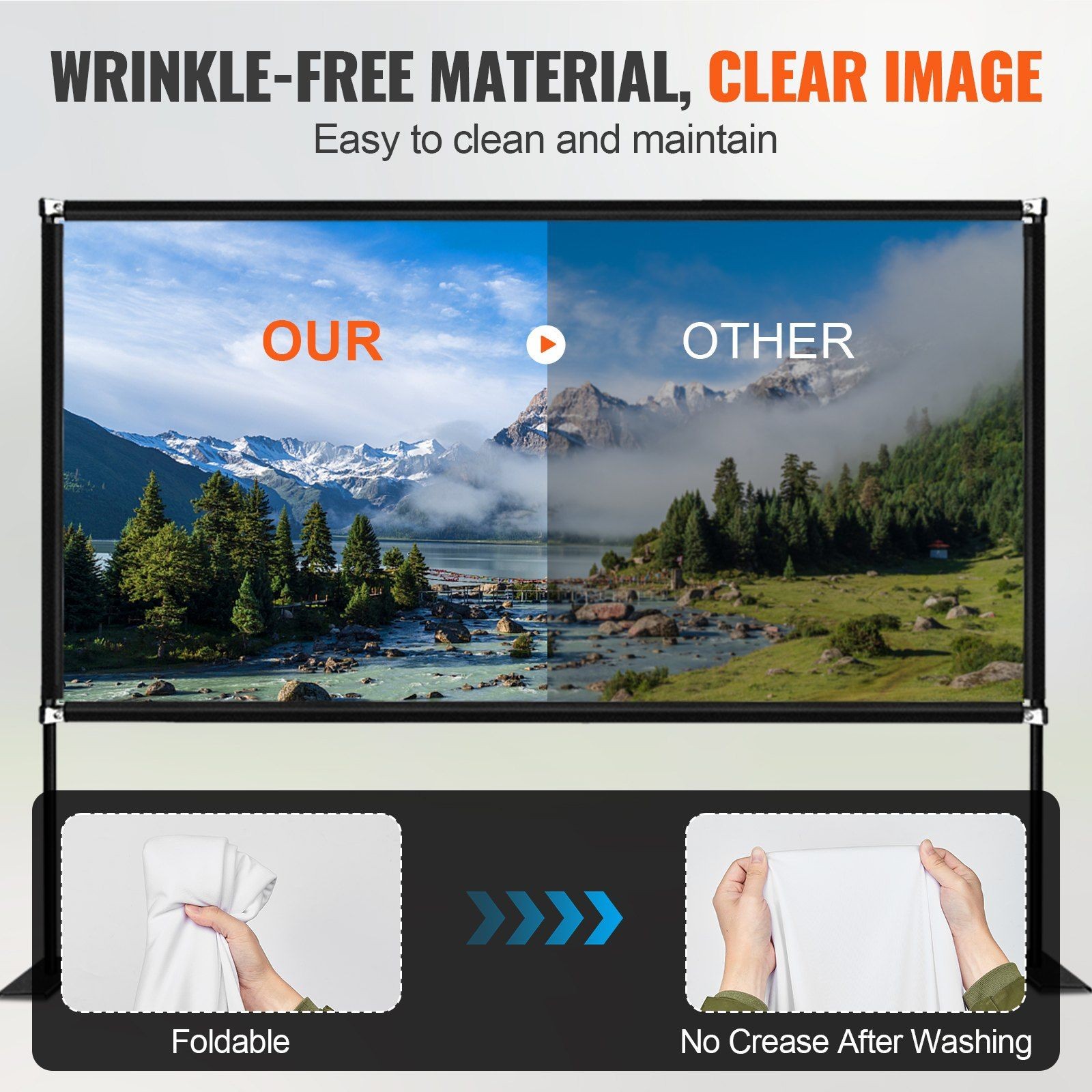 Freestanding 150" 4K HD Projection Screen with Packable Body