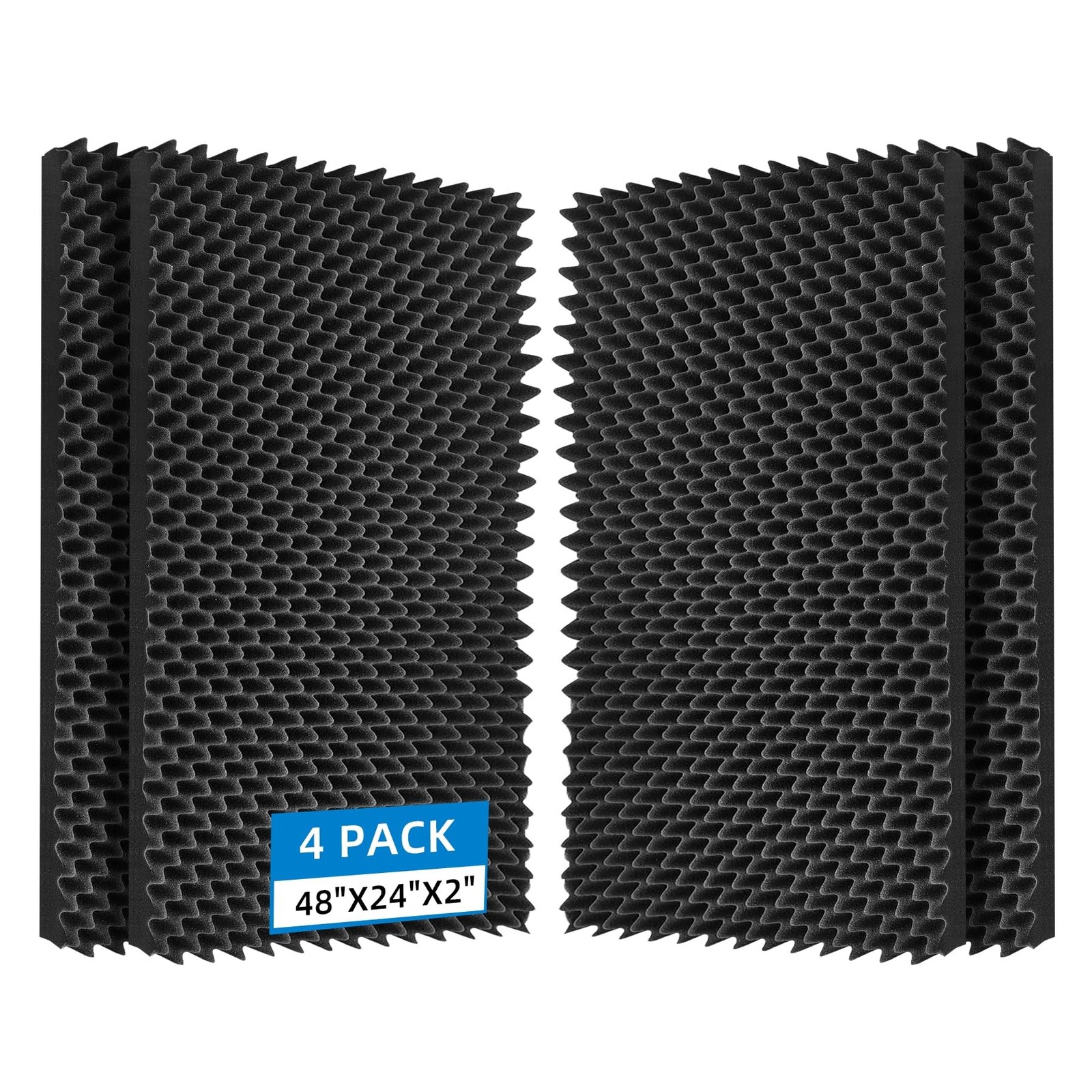 4 Pack Sound Proof Foam Panels |48"×24"×2" Quick-Recovery Soundproof W
