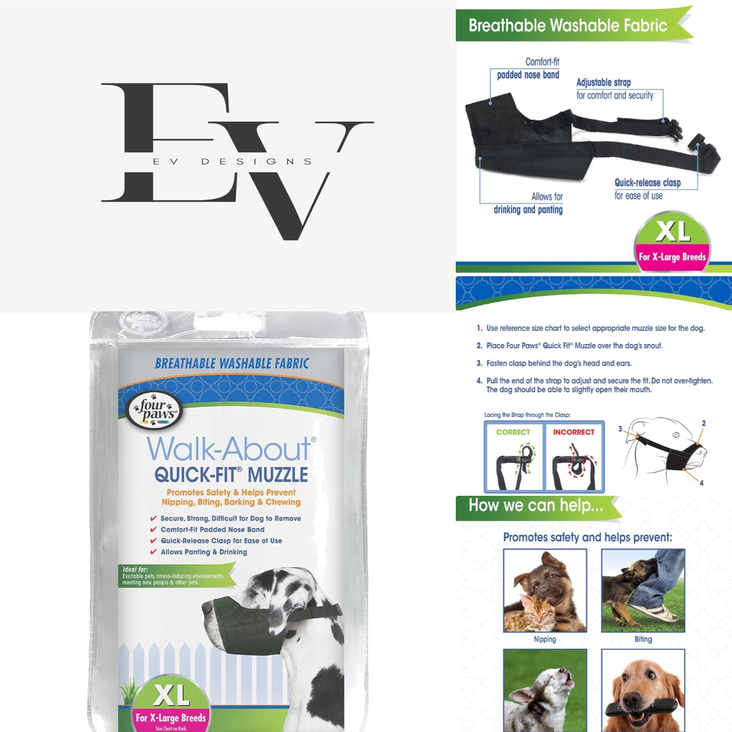 Size 5 Quick Fit Black Dog Muzzle - Secure, Adjustable & Ideal for Large Breeds