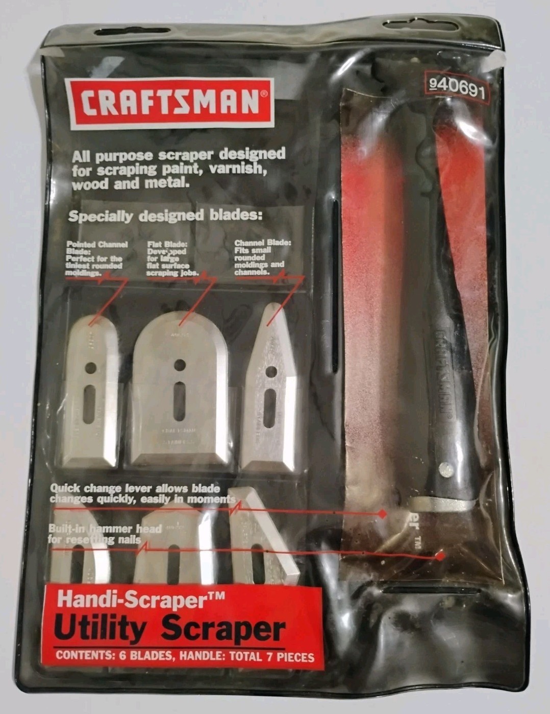 Craftsman Handi-Scraper Utility Scraper 940691 6-Blades NEW