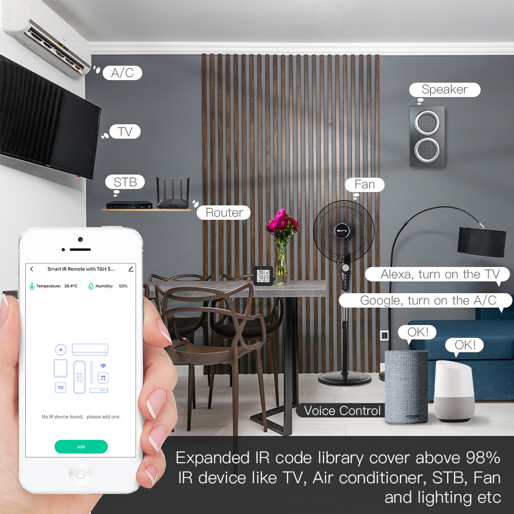 MOES WiFi IR Smart Thermometer Sensor + Remote Control For Air Conditioner TV AC