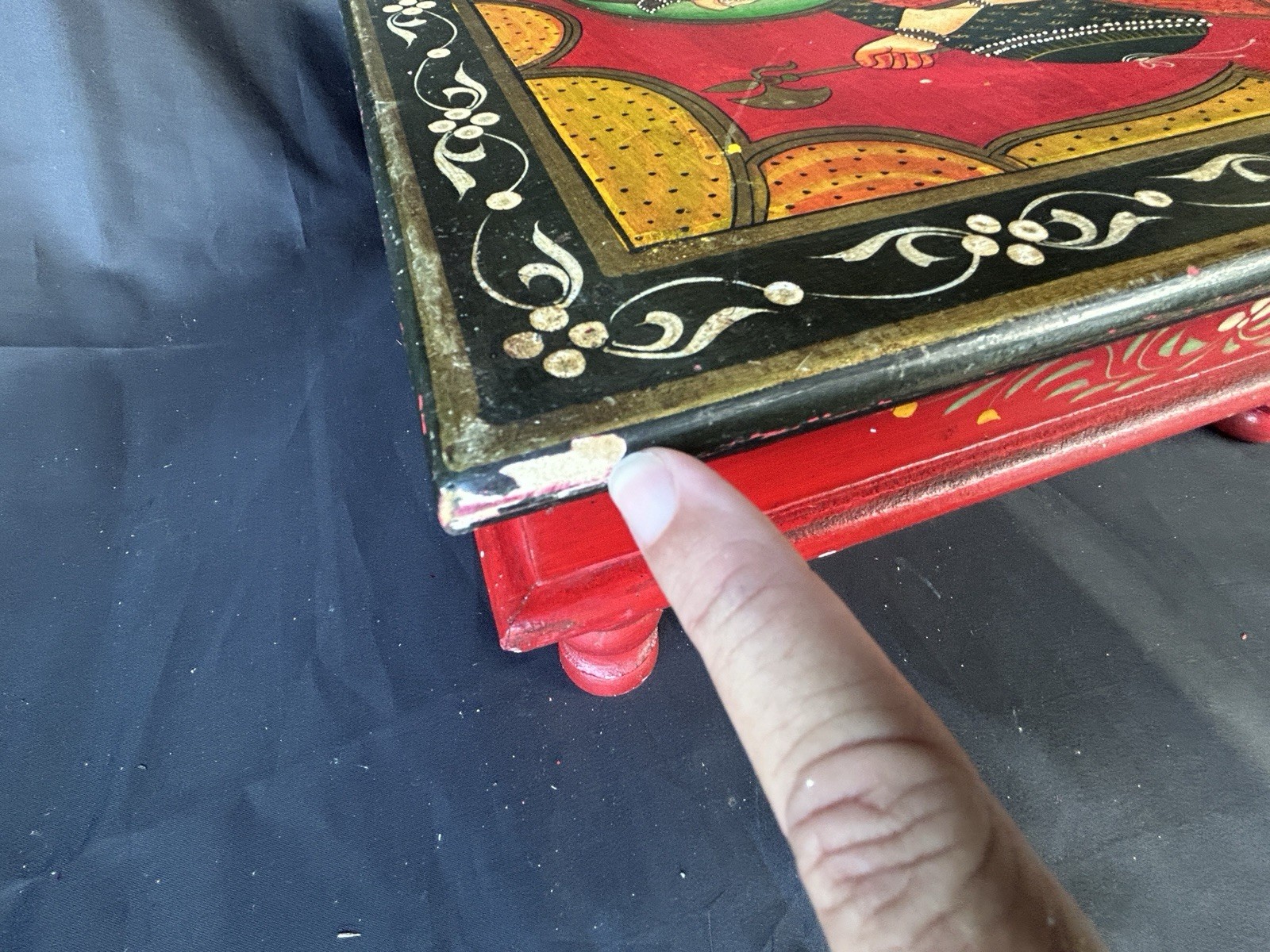 Gorgeous Painted Ganesha Foot Stool/Ottoman Table