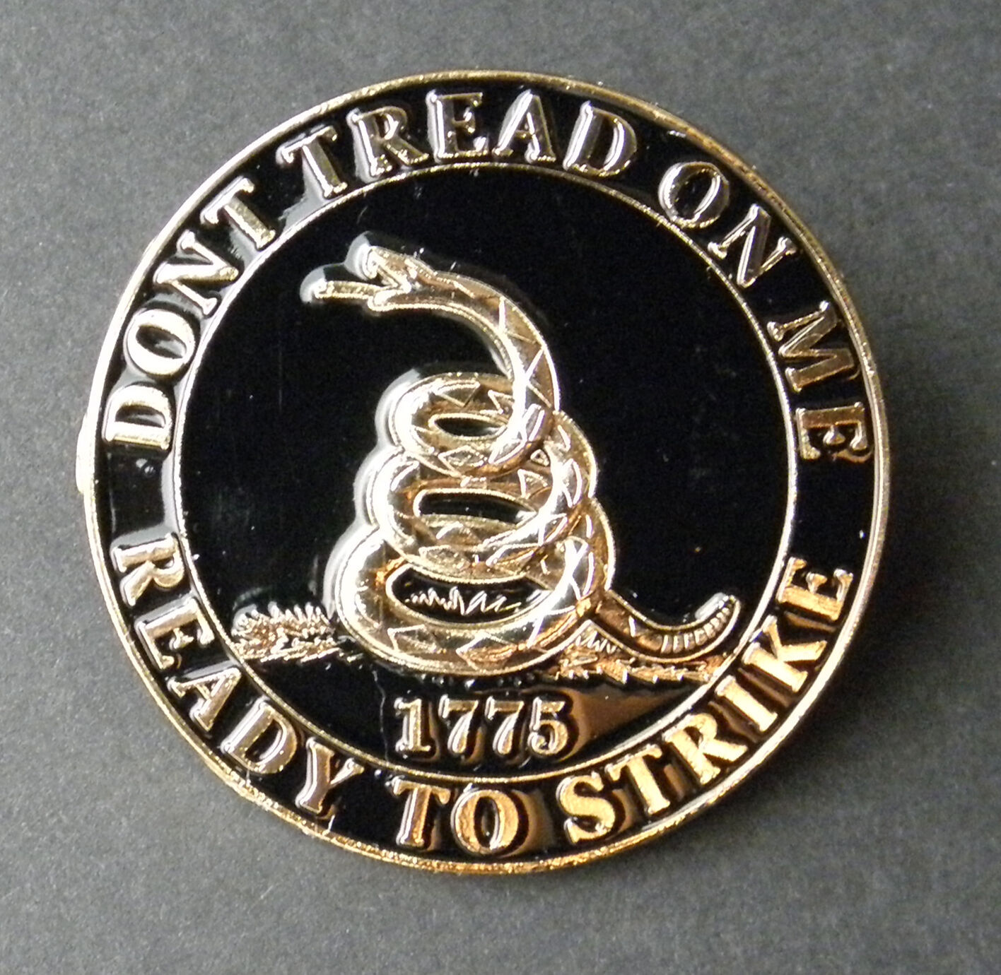 Don't Tread on Me Snake ready to Strike Gadston Flag Lapel or Hat Pin 1.5 inches