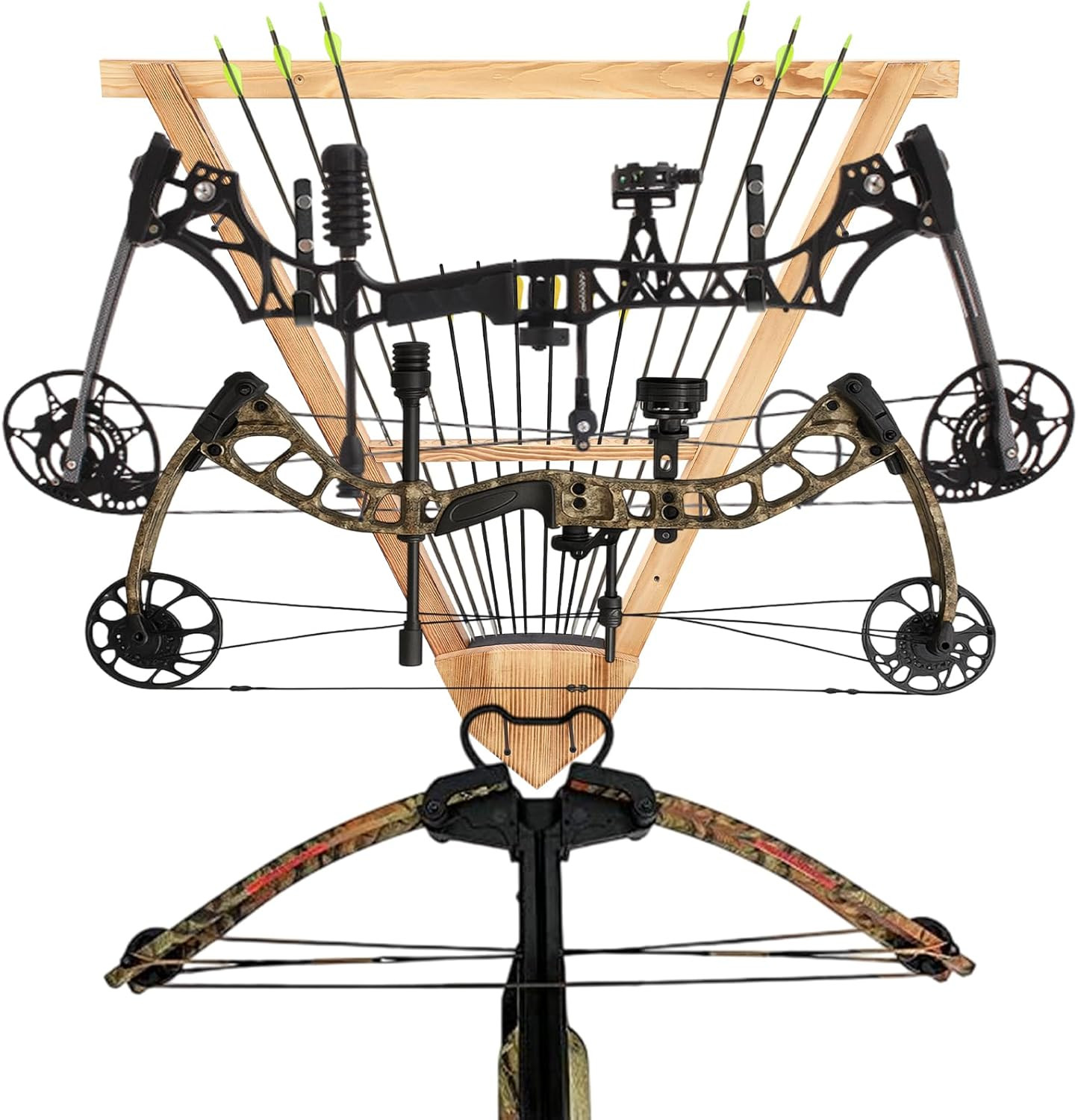 Wall Mounted Bow and Arrow Display Rack for Hunting and Archery Accessories 3-Bo