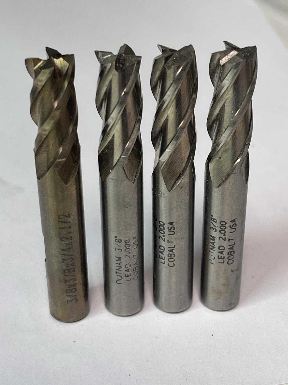 PCT/PUTMAN 3/8"Dia. 4-FLUTE HS COBALT END MILLS Qty.4  (26JN124)