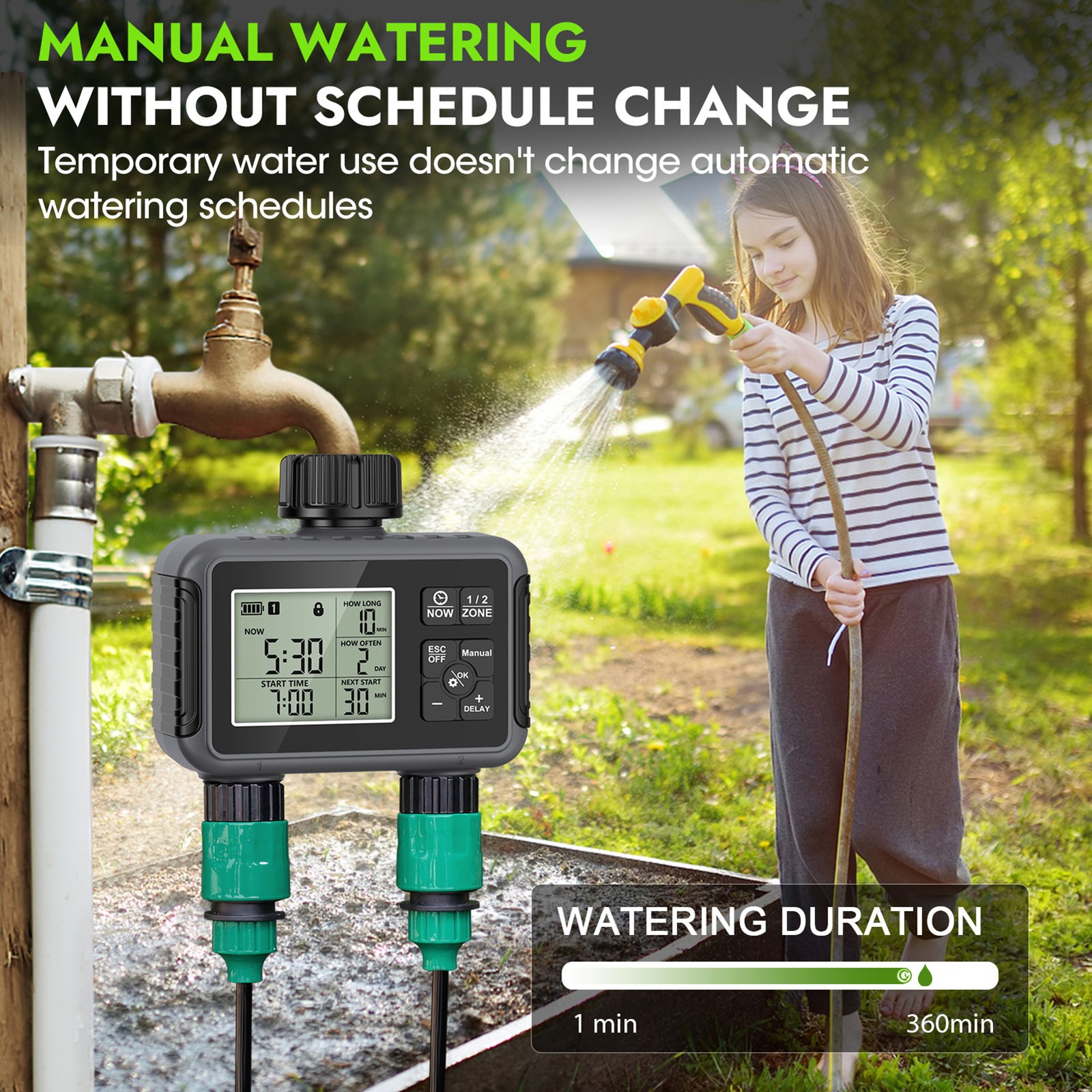 2-Water Timer Garden Irrigation System 2 Outlets Automatic Timing Valves