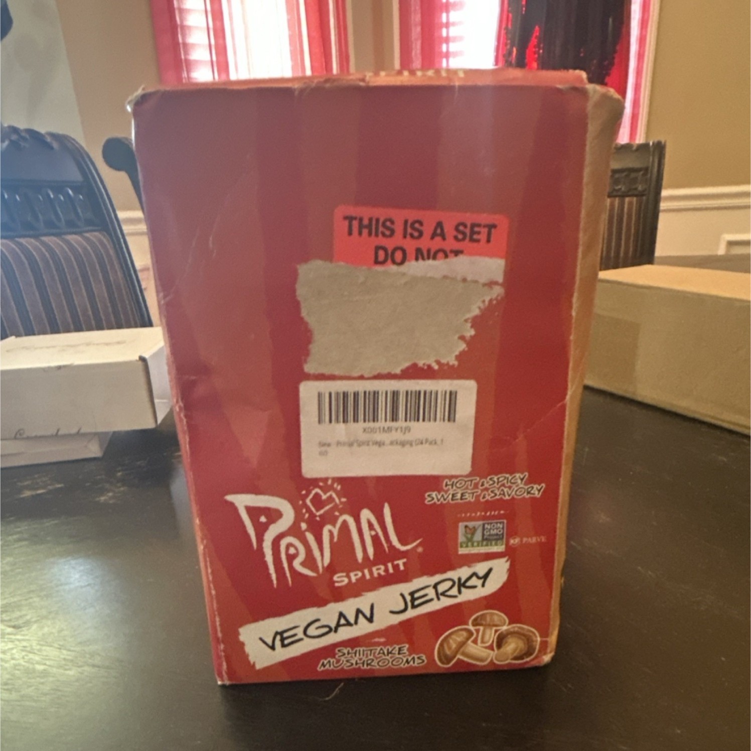 Primal Spirit Vegan Jerky Shiitake Mushrooms Hot & Spicy Sweet Savory Non-GMO 24