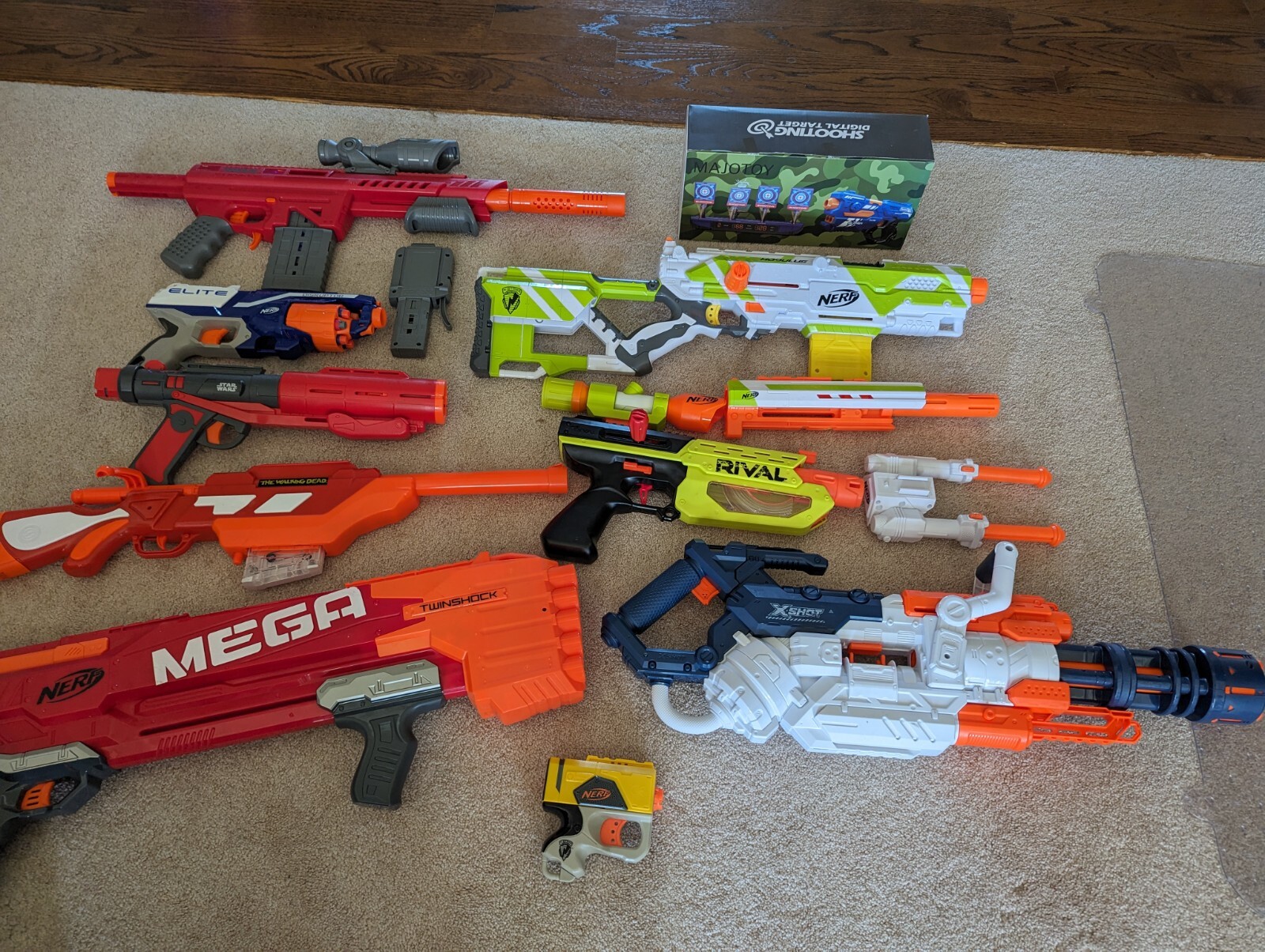 Nerf Gun Lot + Shooting Digital Target