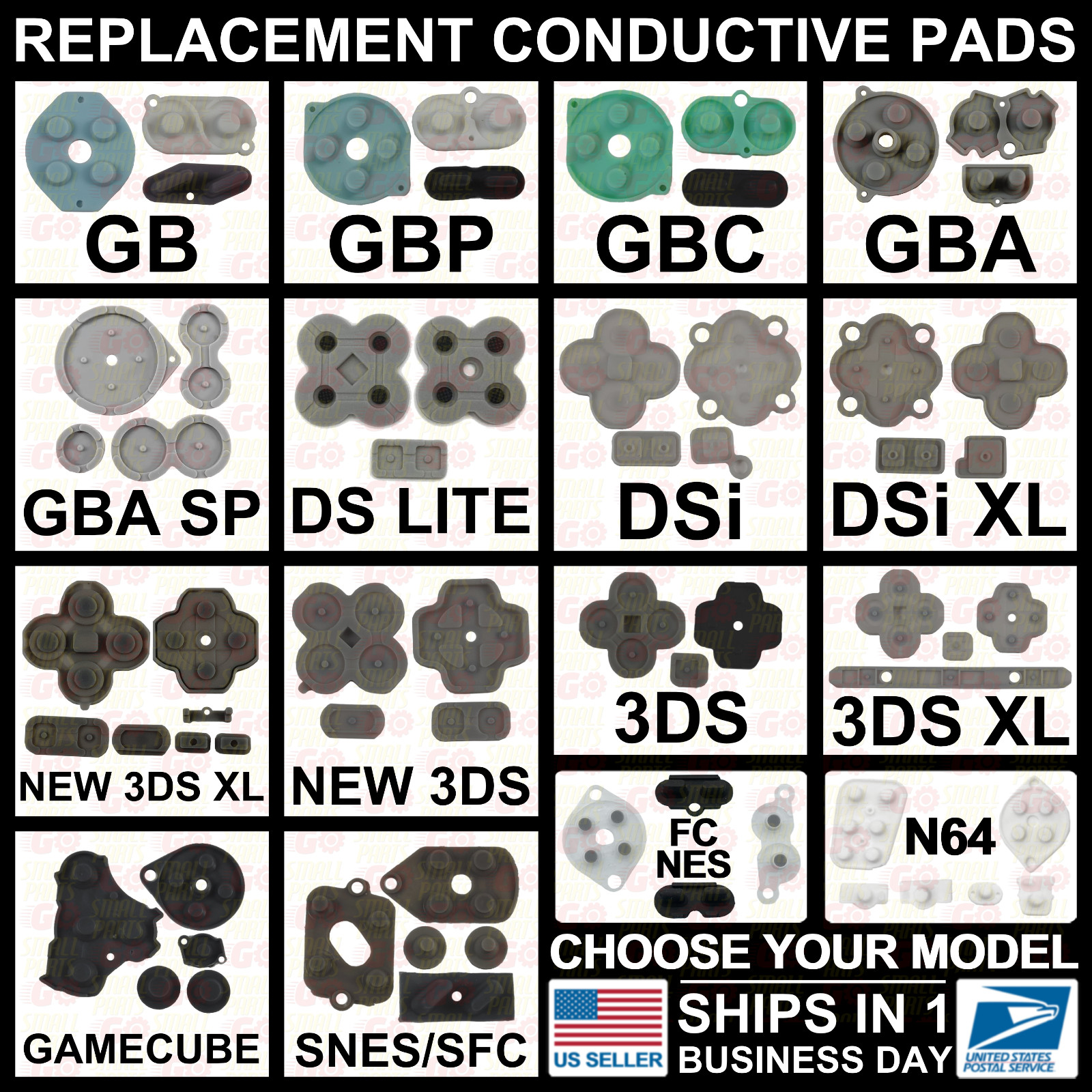 Conductive Rubber Controller D-Pad GB/GBC/GBA/SP/DS/Lite/DSi/New/3DS/XL/SNES/NES