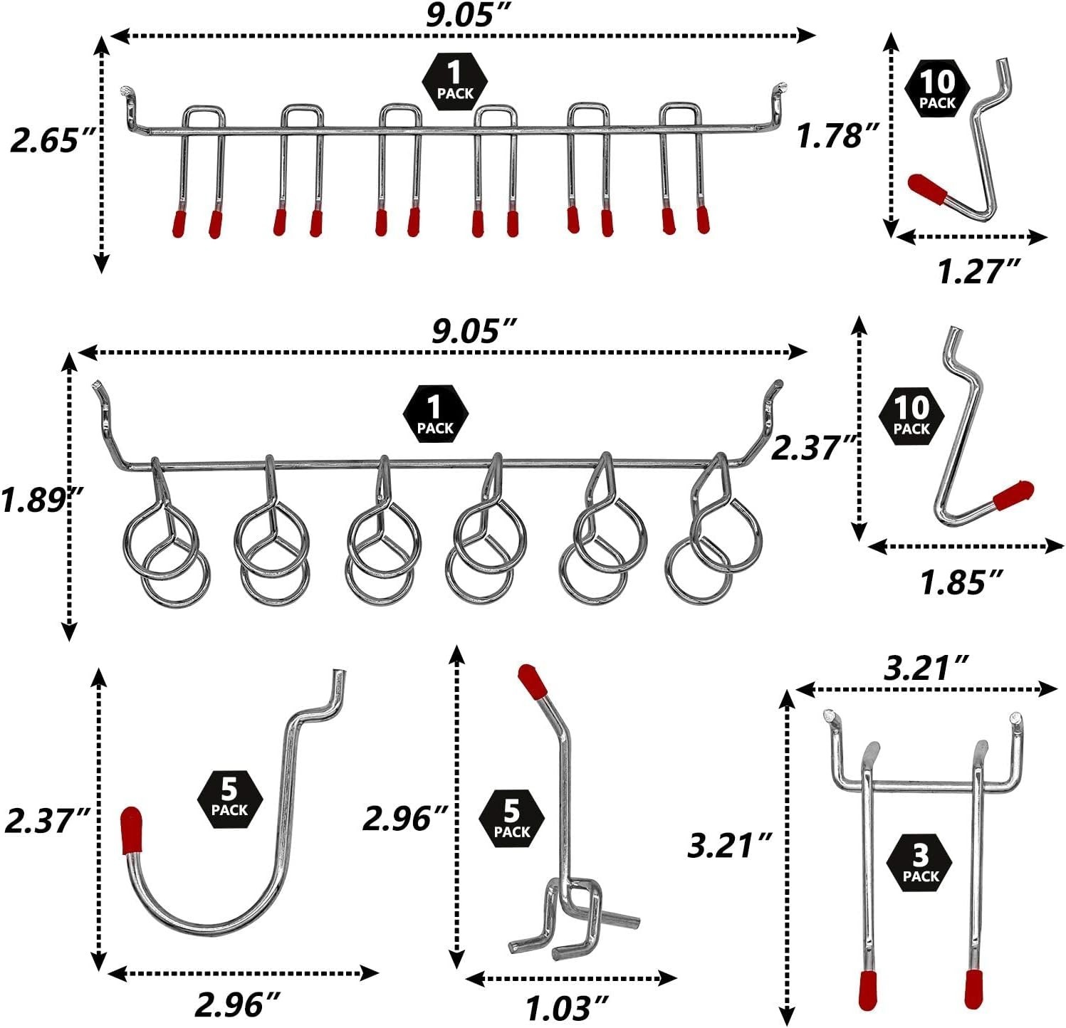 114-Pcs Metal Pegboard Hooks Kit with Bins & Lockable Features - Tool Organizer