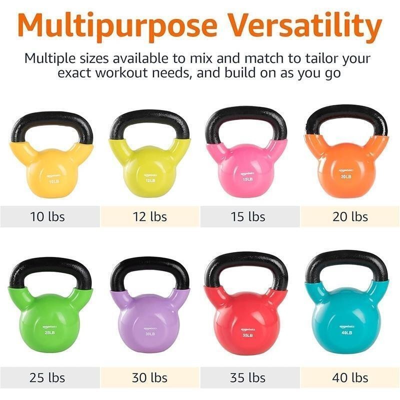 40lb Kettlebell Solid Cast Iron Vinyl Coating Strength Training Fitness Exercise