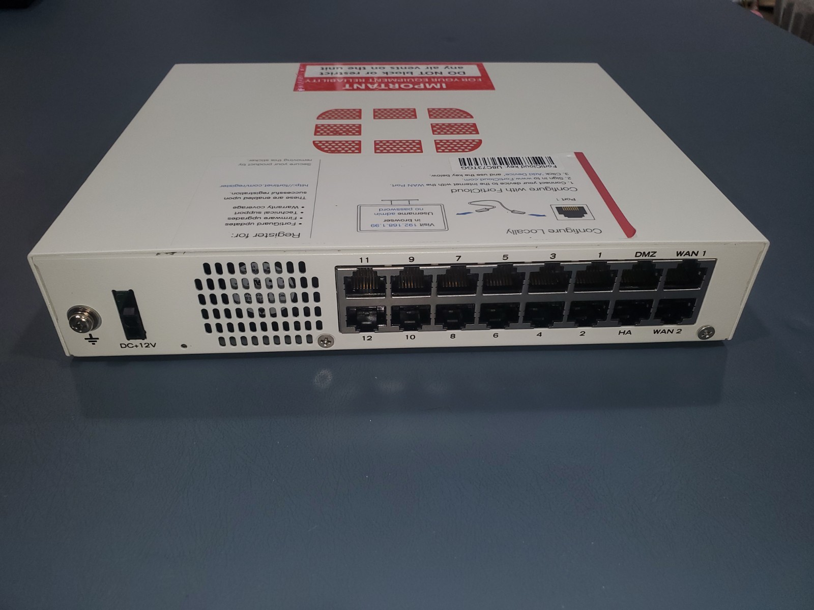 Fortinet FortiGate-90E FG-90E Firewall Router Unregistered w/Power & Cables