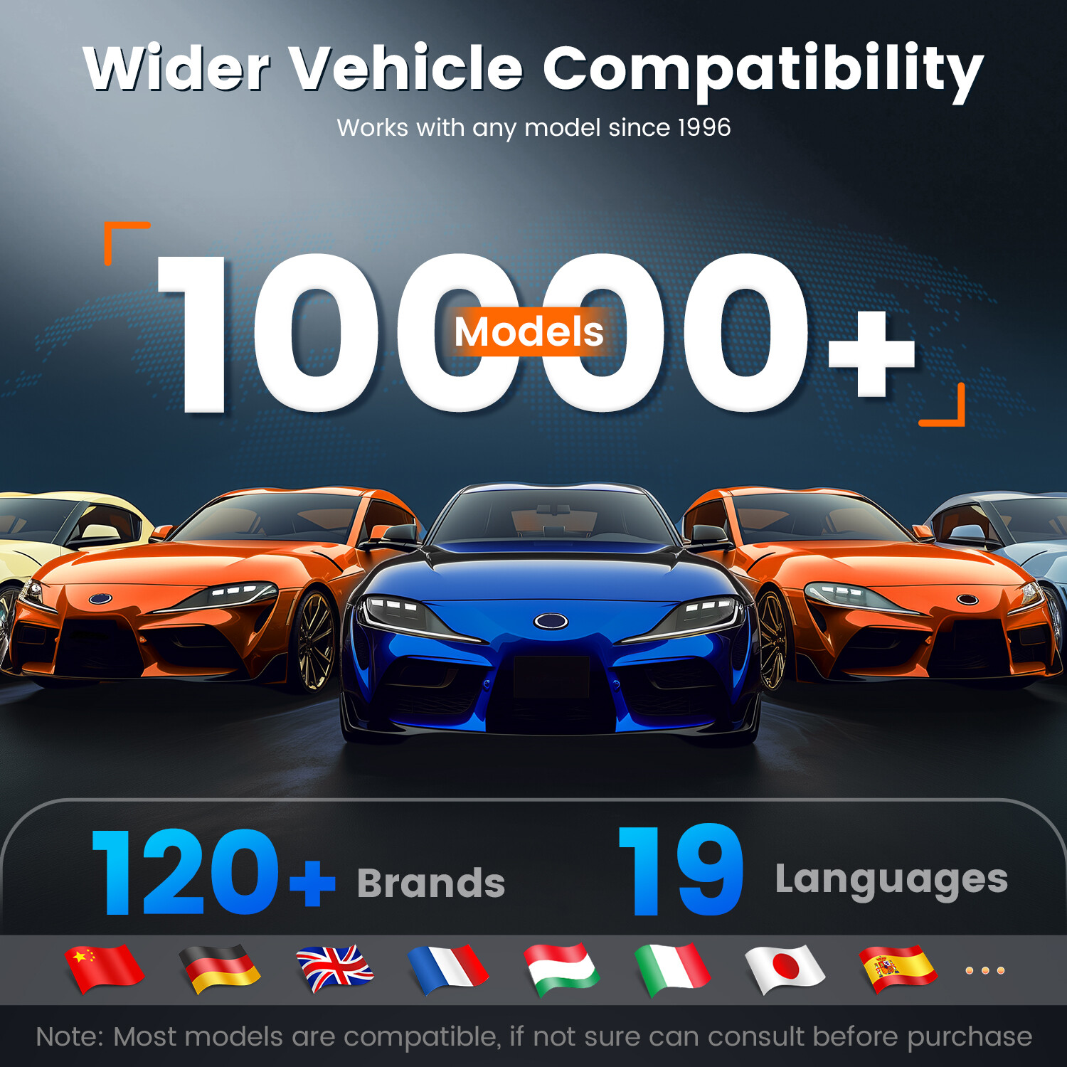ANCEL DS100 OBD2 Scanner Check ABS SRS Transmission Engine Code Reader 7 Resets