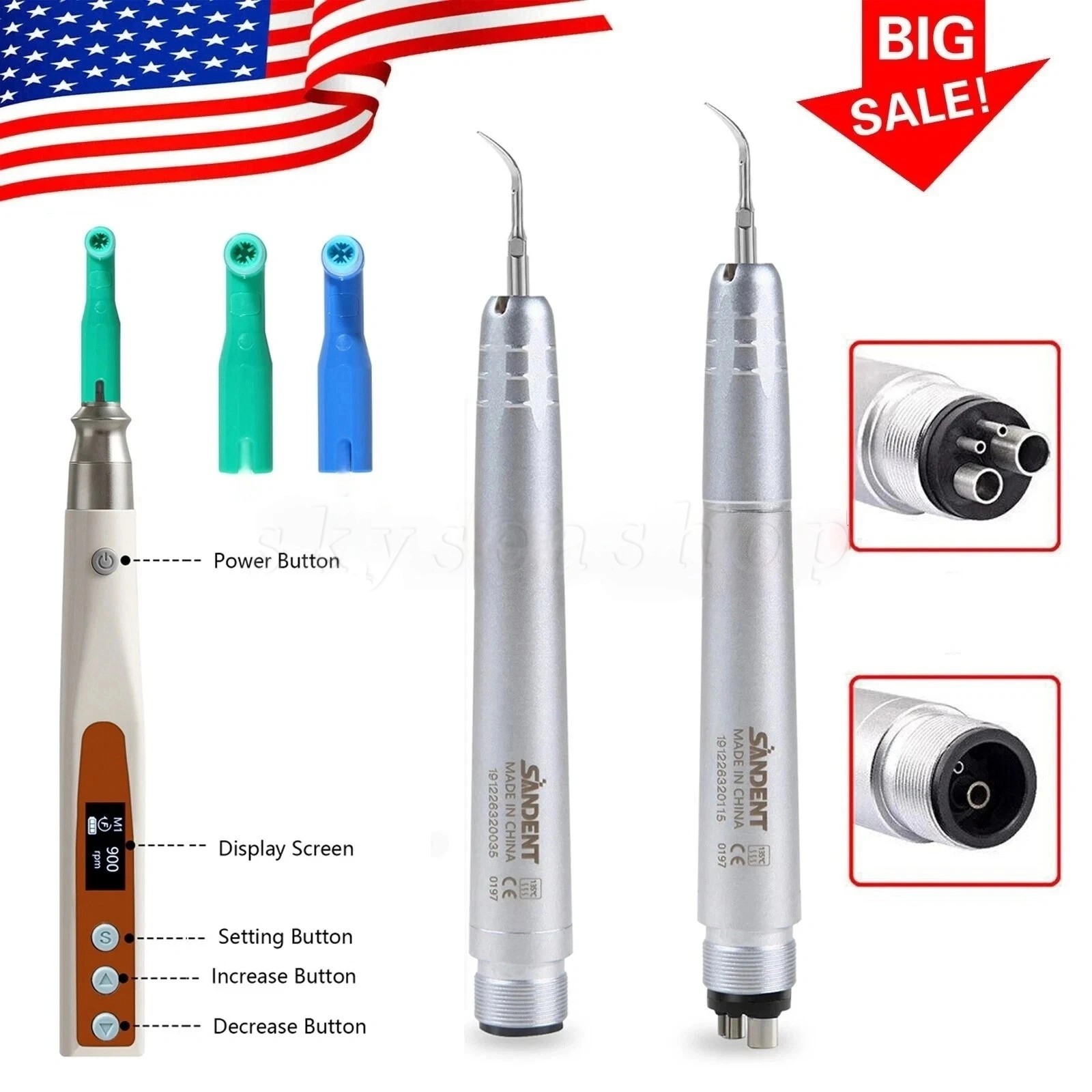 360° Dental Cordless Hygiene Prophy handpiece /Ultrasonic Air Scaler Handpiece