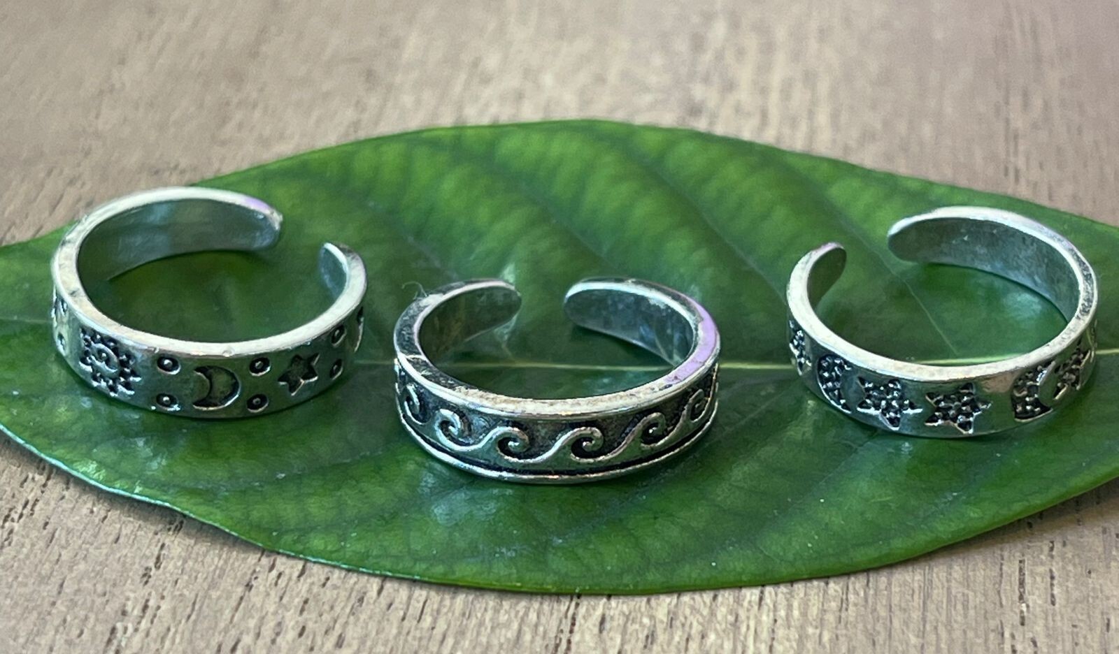 SILVER TONE Toe Finger Tip Ring Lot Of 3