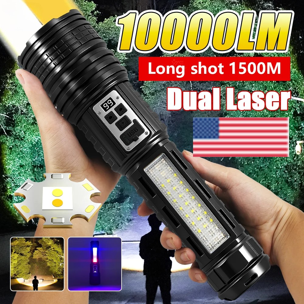 High Power Flashlight Super Big Rechargeable LED Searchlight Long Range Torch US