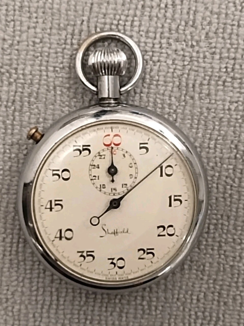 Vintage Sheffield~ Wind-up Stopwatch~Swiss Made~ For Parts Or Repairs