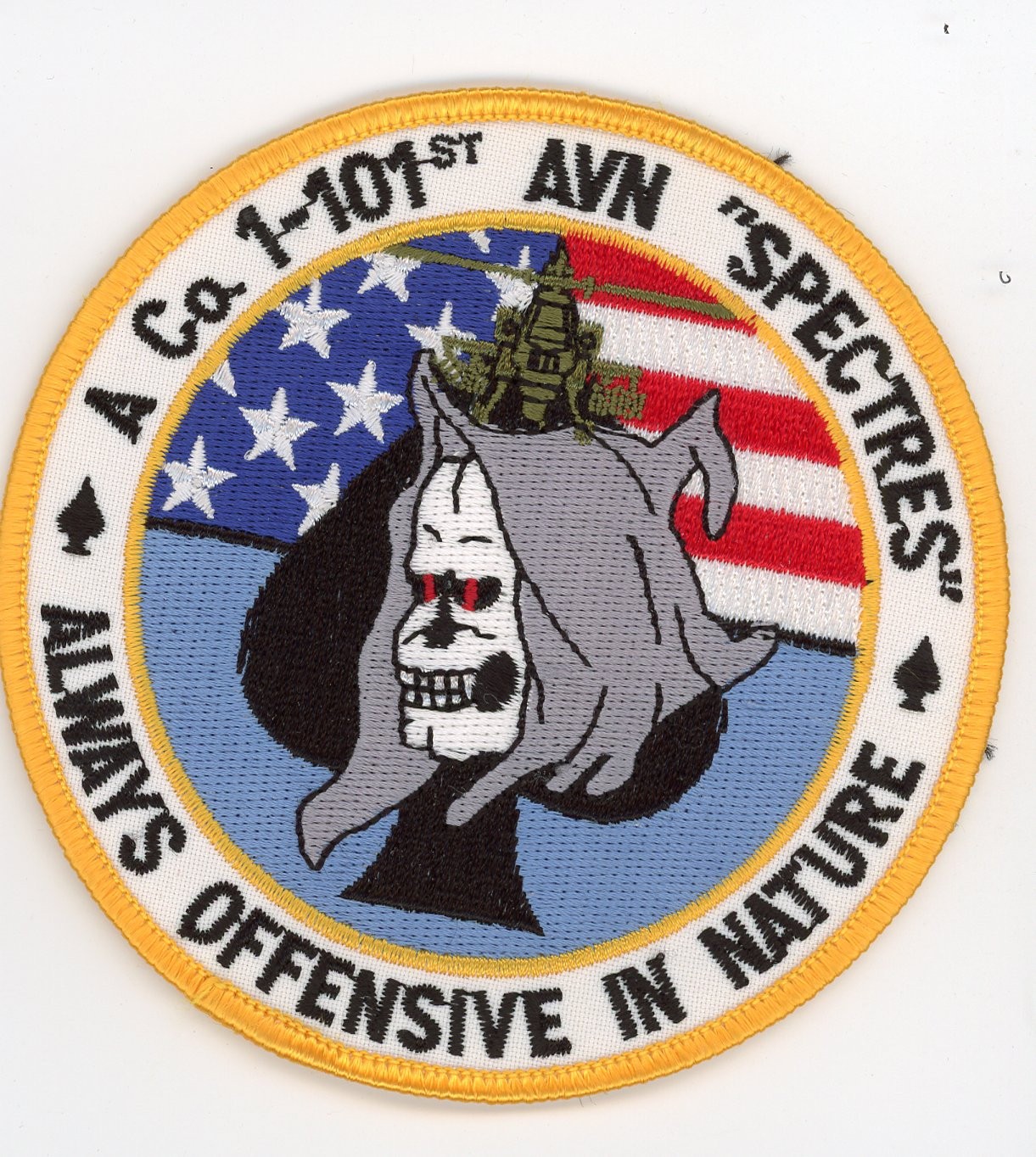 PATCH HELICOPTER US ARMY A Co 1-101st AVN SPECTRES AWAYS OFFENSIVE SEWON PARCHE