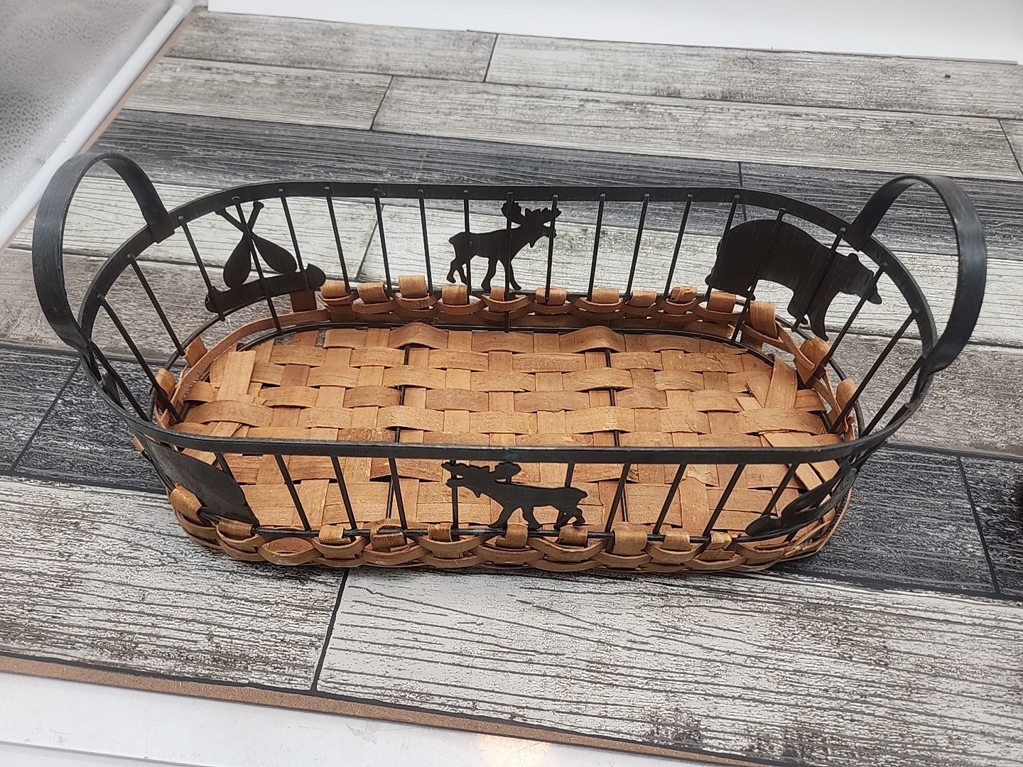 Bear, Moose, and Canoe Basket [22]
