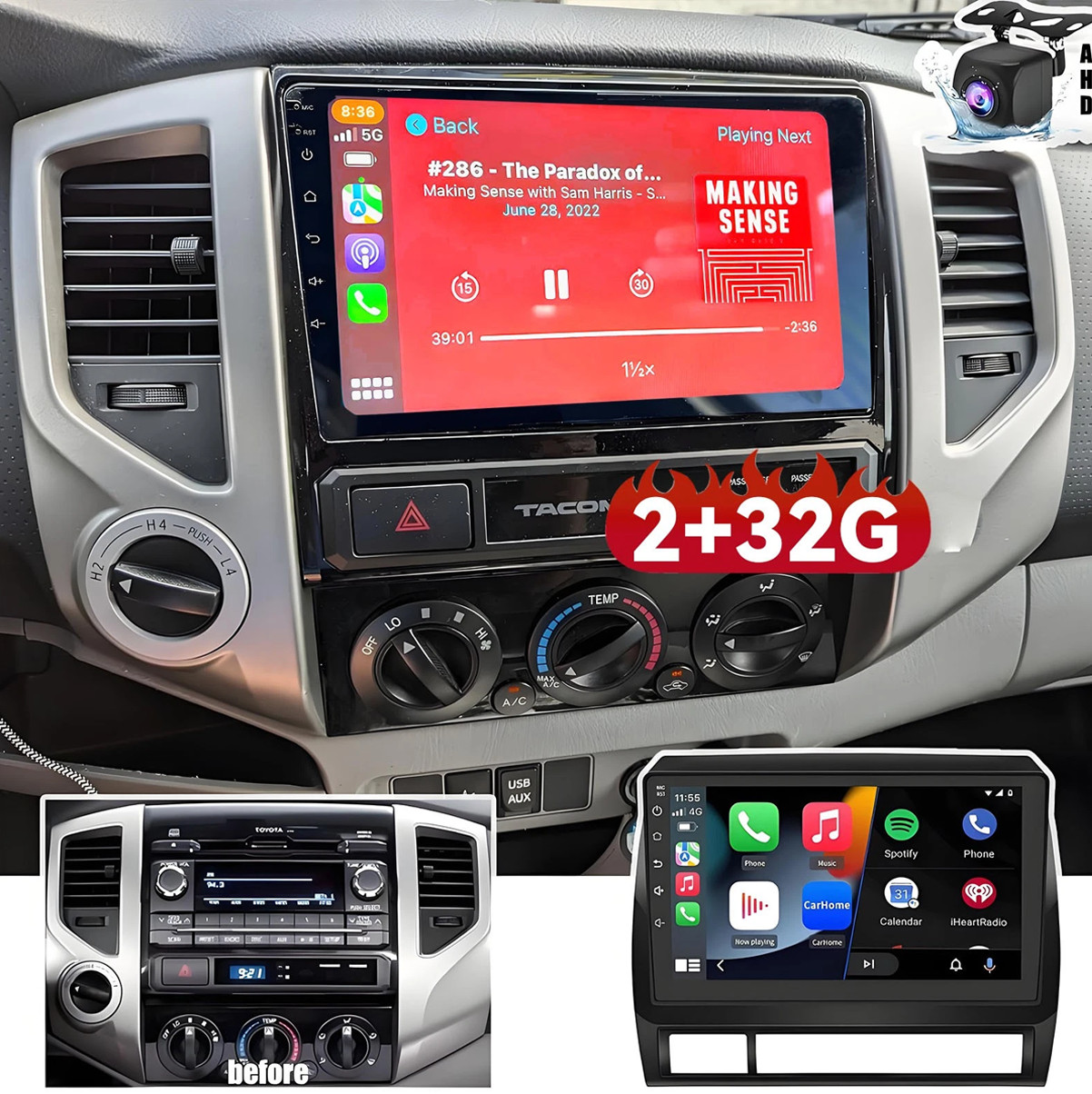 JBL For TOYOTA TACOMA 2005-2013 9"inch CarPlay Android Car Stereo Radio WiFi GPS