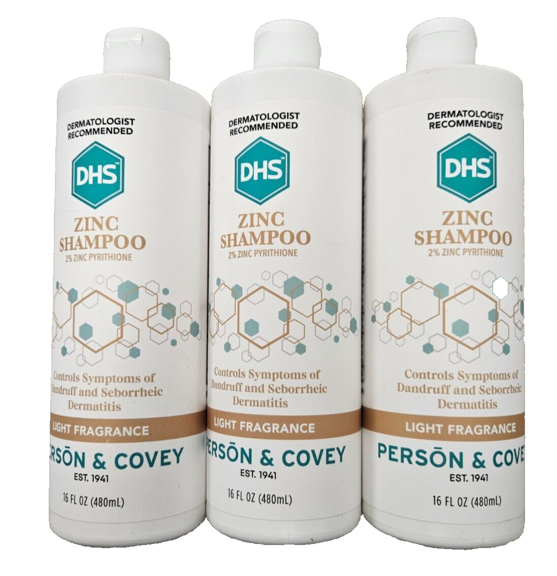 DHS ZINC Shampoo for Dandruff Control 16oz ( 3 pack ) -- NEW LOOK!