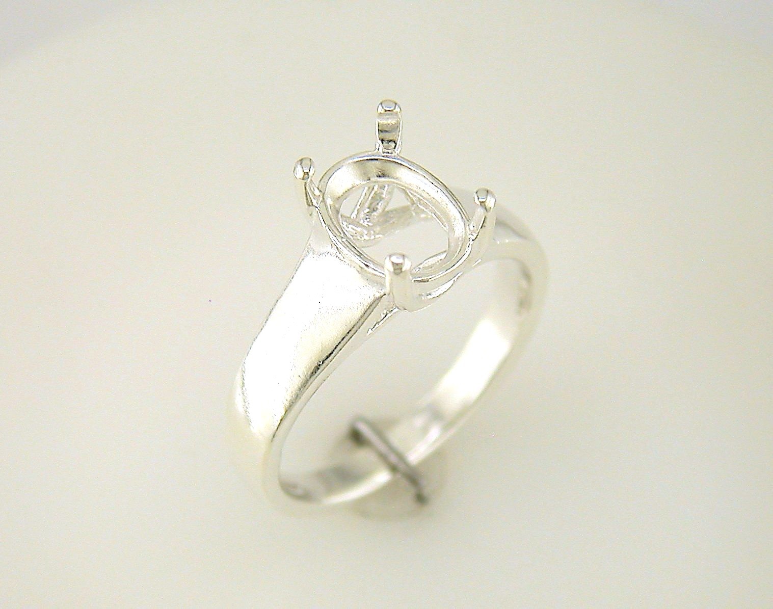 Oval Solitaire Comfort Fit Trellis Ring Setting Sterling Silver