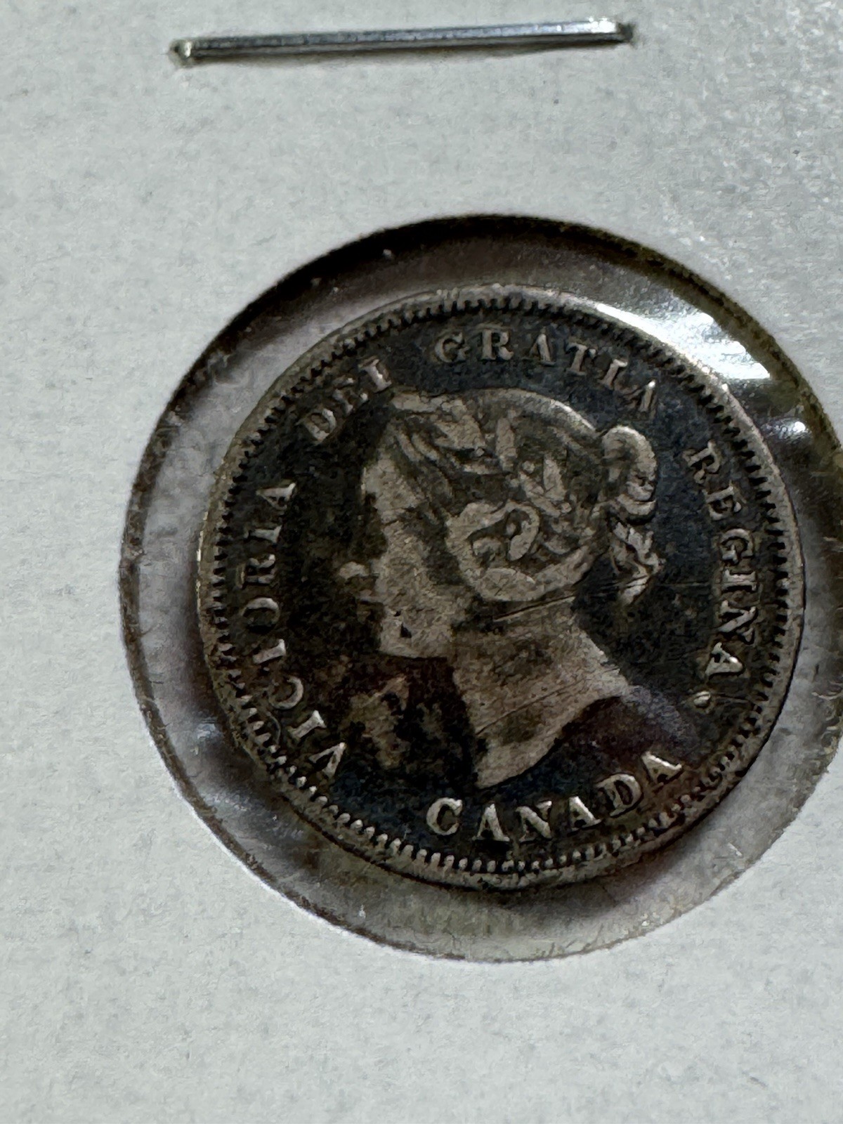 1880-H Canada 5 Cents Small Silver Coin Scratched