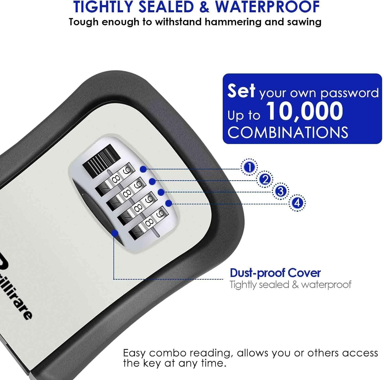 4 Digit Key Safe Lock Box Combination Security Storage Case Organizer Wall Mount