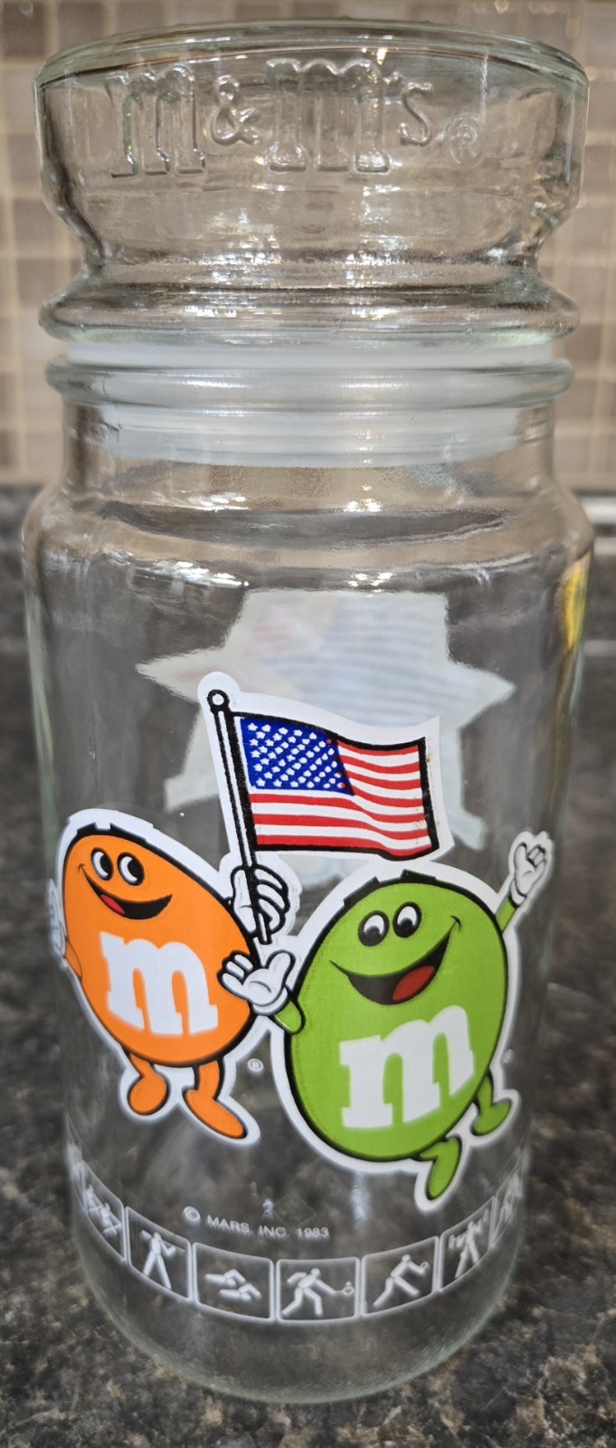 1980 Olympic M&M Jar with Lid, Excellent Condition