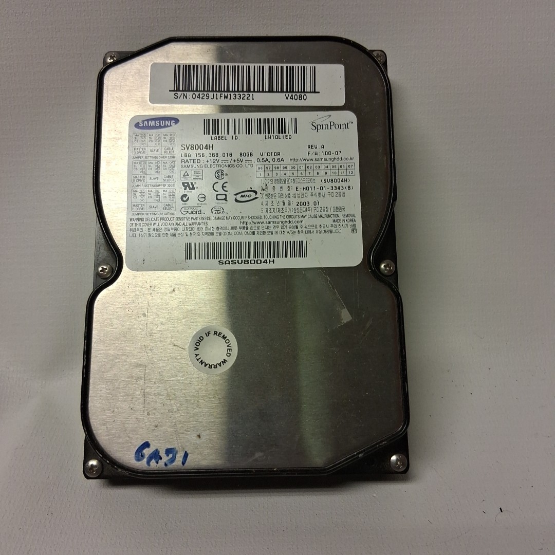 Samsung SV8004H/TGM 80GB,5400RPM, IDE Internal Hard Drive........W11S3B8