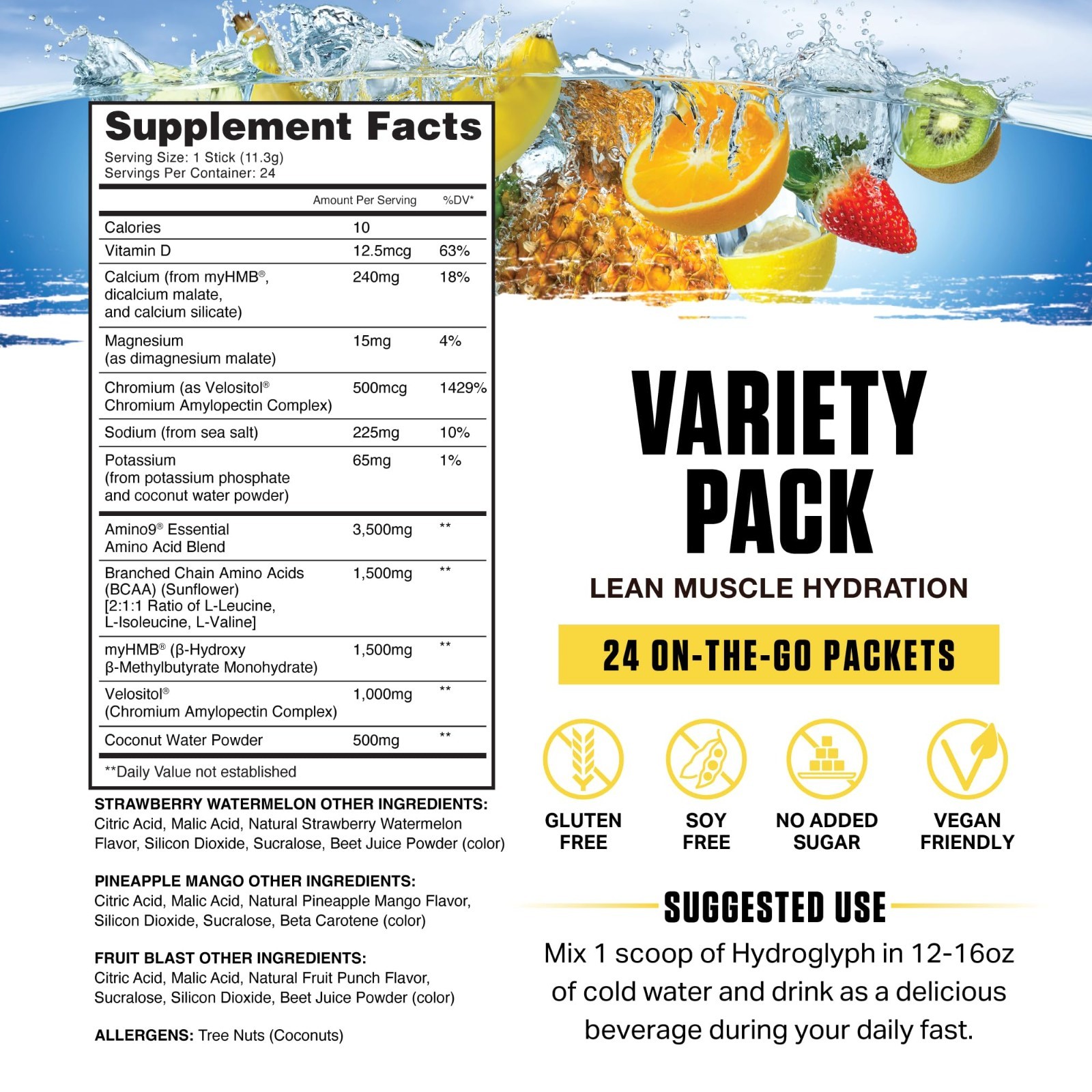 Electrolyte Powder for Fasting | EAA, BCAA & HMB | Sugar-Free Hydration | Vegan,
