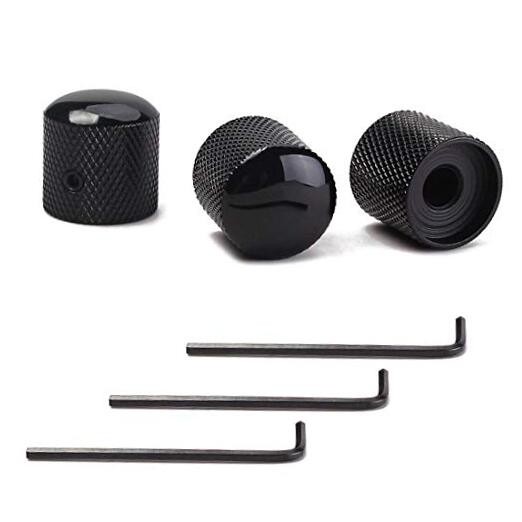 Set of 3 Black Metal Guitar Knobs - Guitar Volume Tone Control Dome