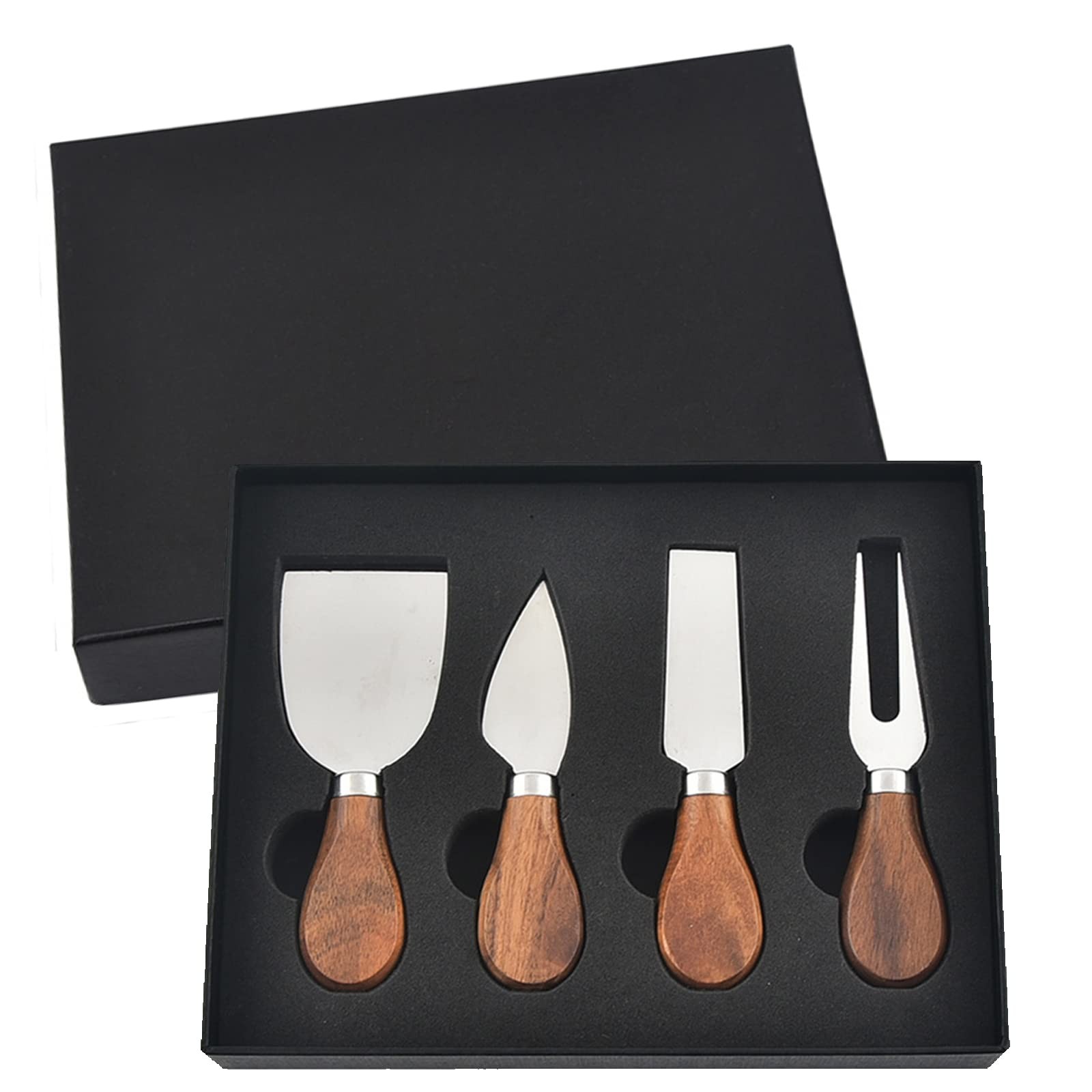 4 PCS Stainless Steel Cheese Knives Set Acacia Wood Handle Charcuterie Party