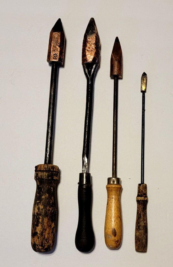 Vintage LOT of 4 Copper Soldering Irons One Electric Materials Co. North East PA