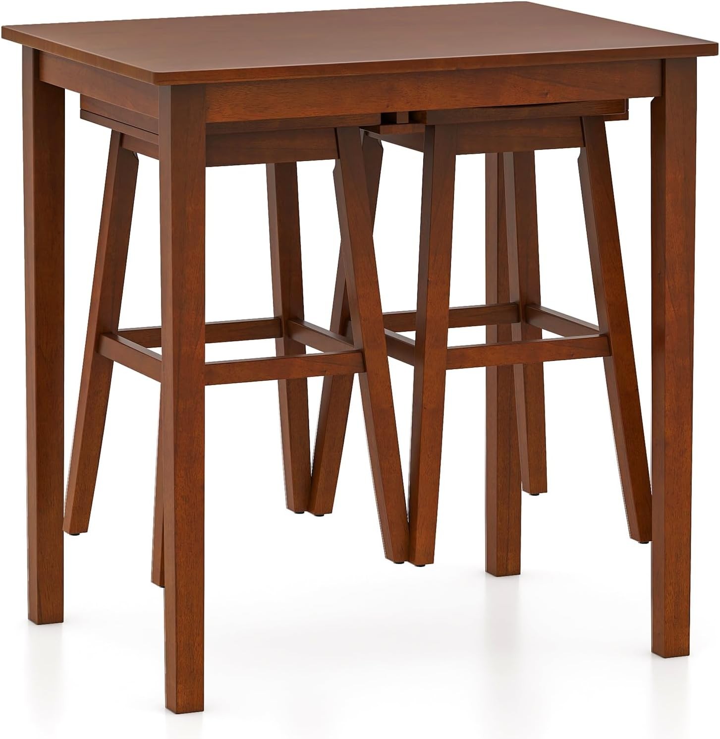 Bar Table and Chairs Set - 3-Piece Counter Height Dining Table Set with