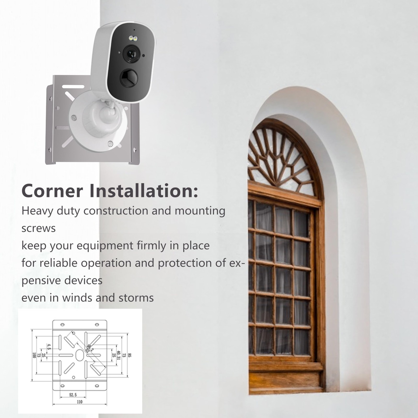GZQIUYI Security Camera Corner Mount, Stainless Steel Bracket, 1 Pack, 1 PACK