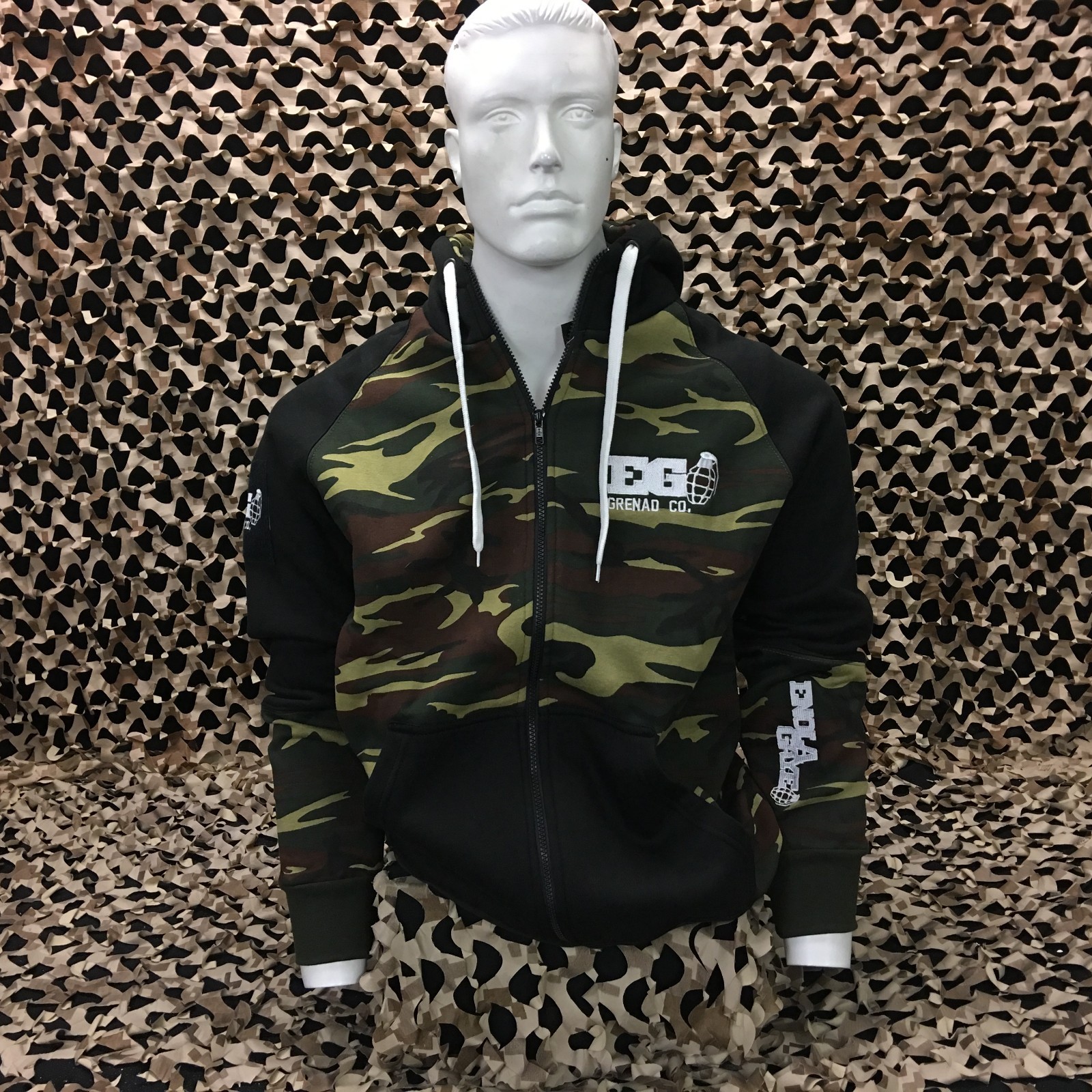 NEW Enola Gaye Rockstar Zip-Up Hooded Sweatshirt - Black - Large
