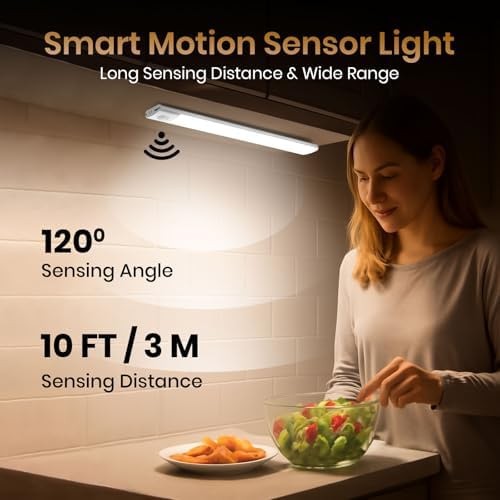 12 Inch Under Cabinet Lighting, 2 Pack 60 LED Motion Sensor Lights, 145LM USB...
