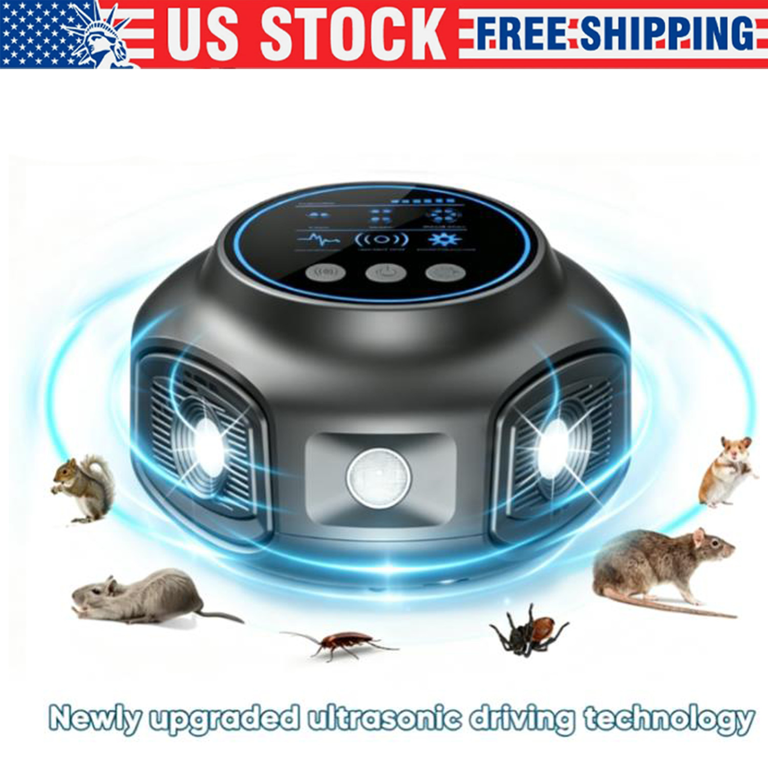 Pest Repeller Mouse Blocker Rat Deterrent 4-in-1 Ultrasonic Rodent Repellent