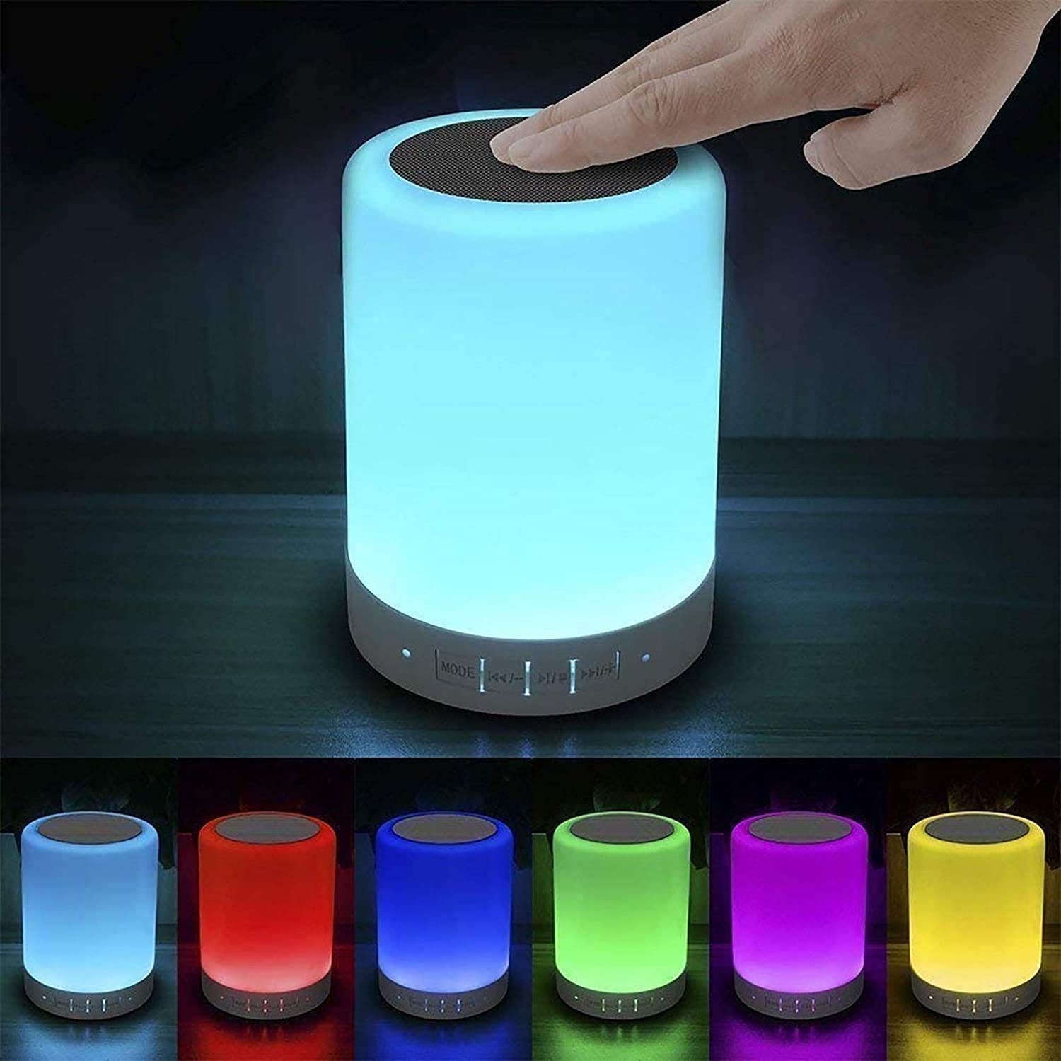 Elecstars Touch Bedside Lamp - with Bluetooth 4.8 x 4.7 x 5.1 inches, White