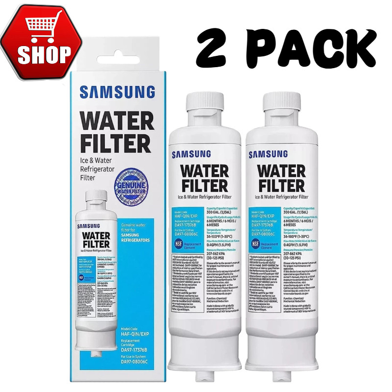 2 PACK Genuine Samsung DA97-17376B HAF-QIN/EXP REFRIGERATOR Water Filter US