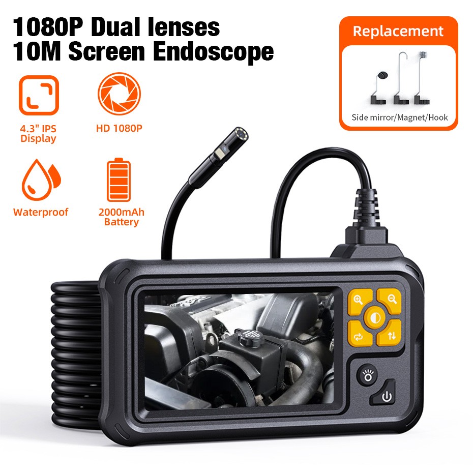 Dual Lens 10M Endoscope IP67 Waterproof LCD Screen Pipe Inspection Camera