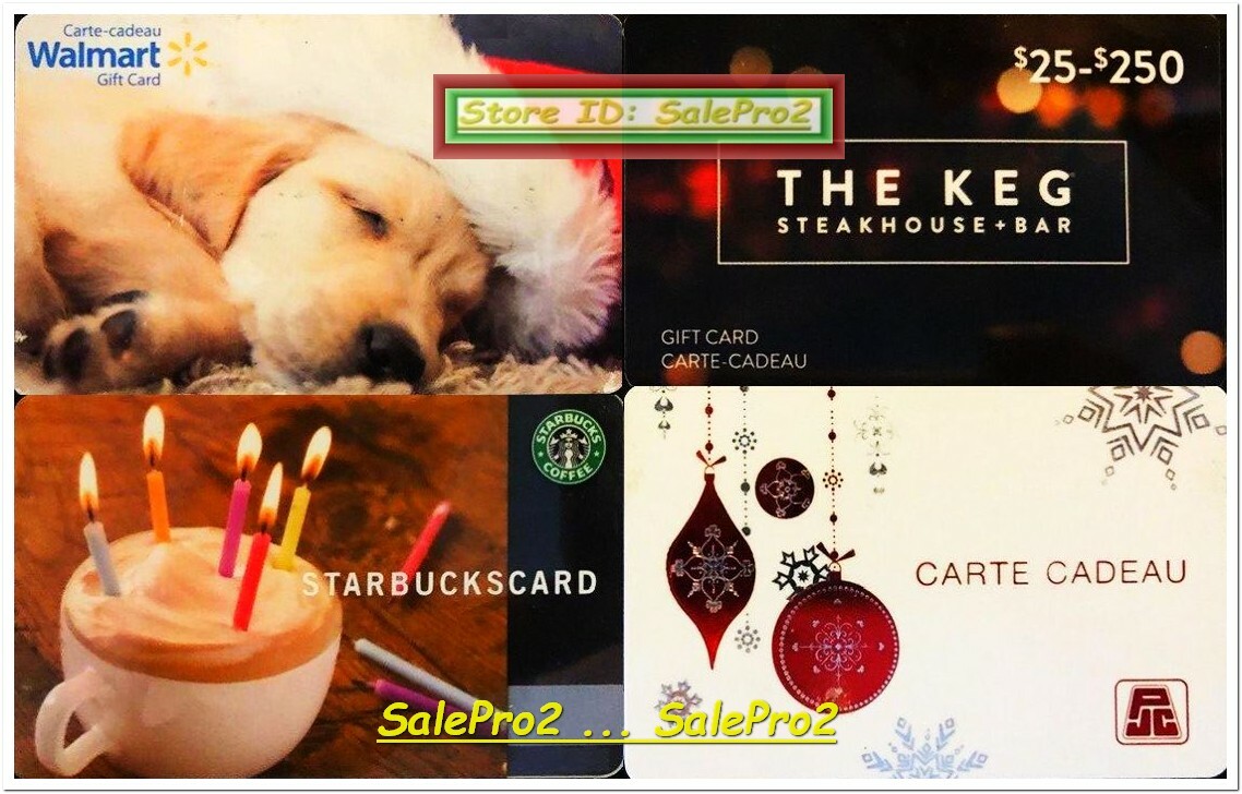 4x STARBUCKS THE KEG JEAN COUTU WALMART CHRISTMAS DOG COLLECTIBLE GIFT CARD LOT
